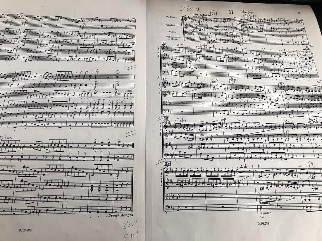 飯森範親さんのインスタグラム写真 - (飯森範親Instagram)「ハイドンの交響曲第28番の細かい音楽的な指示の書き込み、終了‼️」10月2日 10時58分 - iimorimaestro