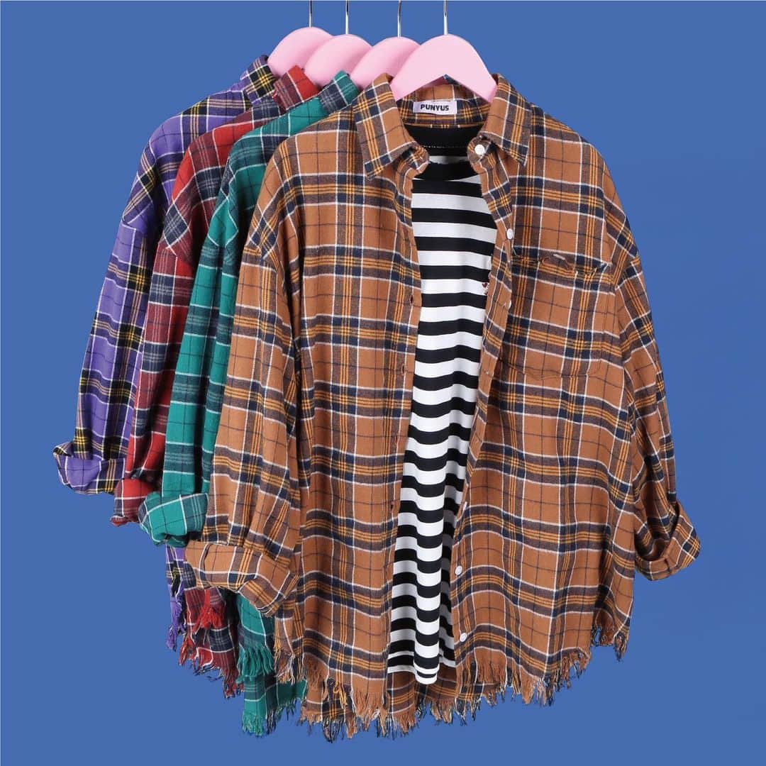 PUNYUSさんのインスタグラム写真 - (PUNYUSInstagram)「. ✔️ダメージチェックシャツ ／¥4,999+tax . 夜は肌寒いこの時期に🍂 羽織りで重宝するチェックシャツ✨ 秋カラーが可愛い4色展開です🙌 . #punyus #プニュズ #ぷにゅず #watanabenaomi #渡辺直美 #fashion #japanfashion #look #streetfashion  #plaid #shirt #casual #casualstyle #SHIBUYA109 #スカイツリー #ルミネエスト新宿 #横浜ジョイナス #あべのキューズモール #ルクア大阪 #名古屋パルコ #札幌パセオ #ZOZOTOWN #ONLINESHOP #internationalshipping」10月2日 18時52分 - punyus