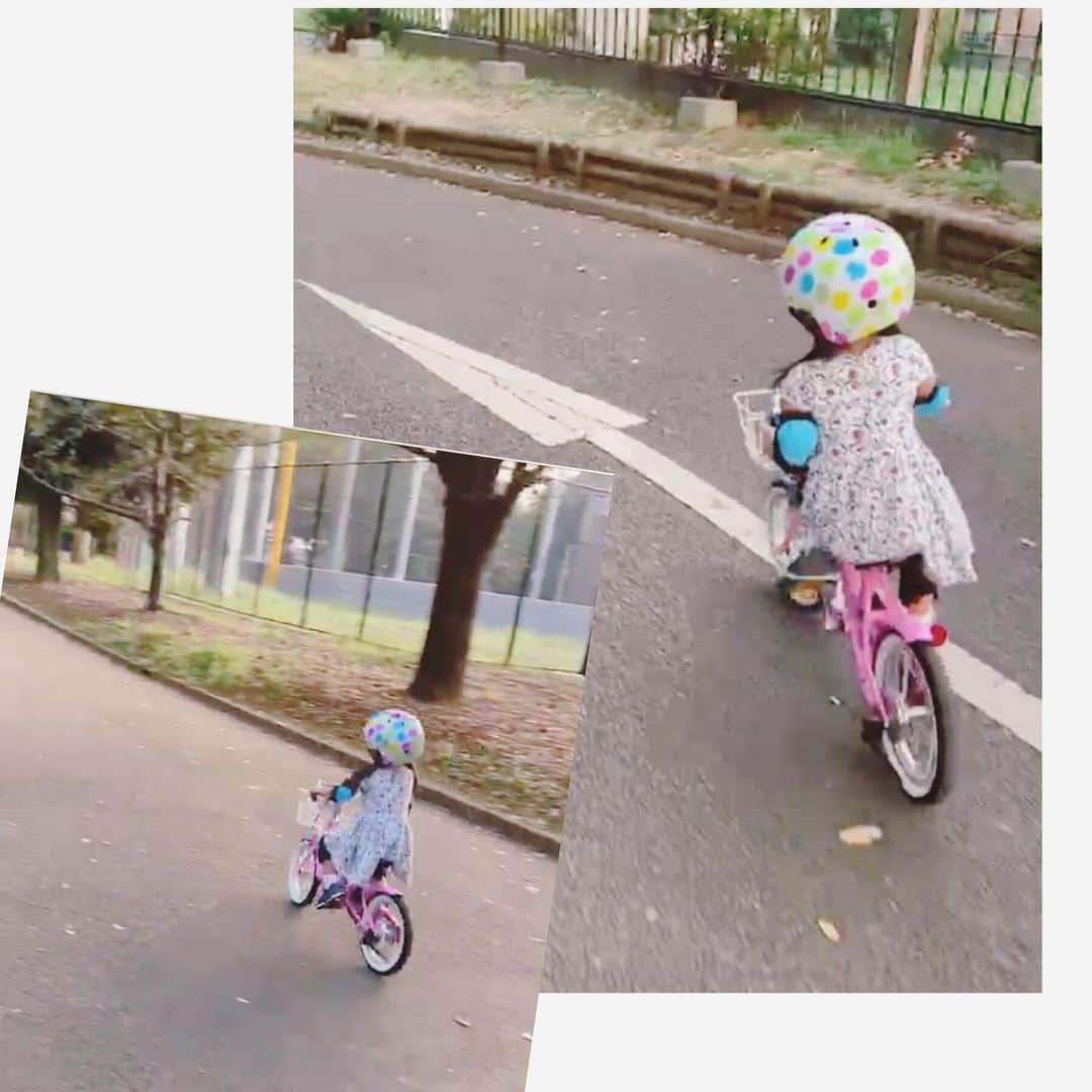 安めぐみさんのインスタグラム写真 - (安めぐみInstagram)「補助輪なしでスイスイ乗れるように☺️✨ #自転車 #パパの特訓」10月3日 20時54分 - yasu_megumi_official