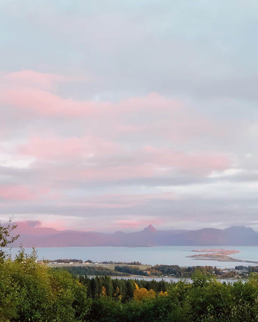 Grace Bonneyのインスタグラム：「I found heaven. It’s called Homer, AK. I have been speechless since I rounded the corner at Happy Valley. This is the most beautiful area I’ve ever seen. Mountains and steep cliffs dropping off to beaches...it’s almost too beautiful for words. More in my stories 💛」