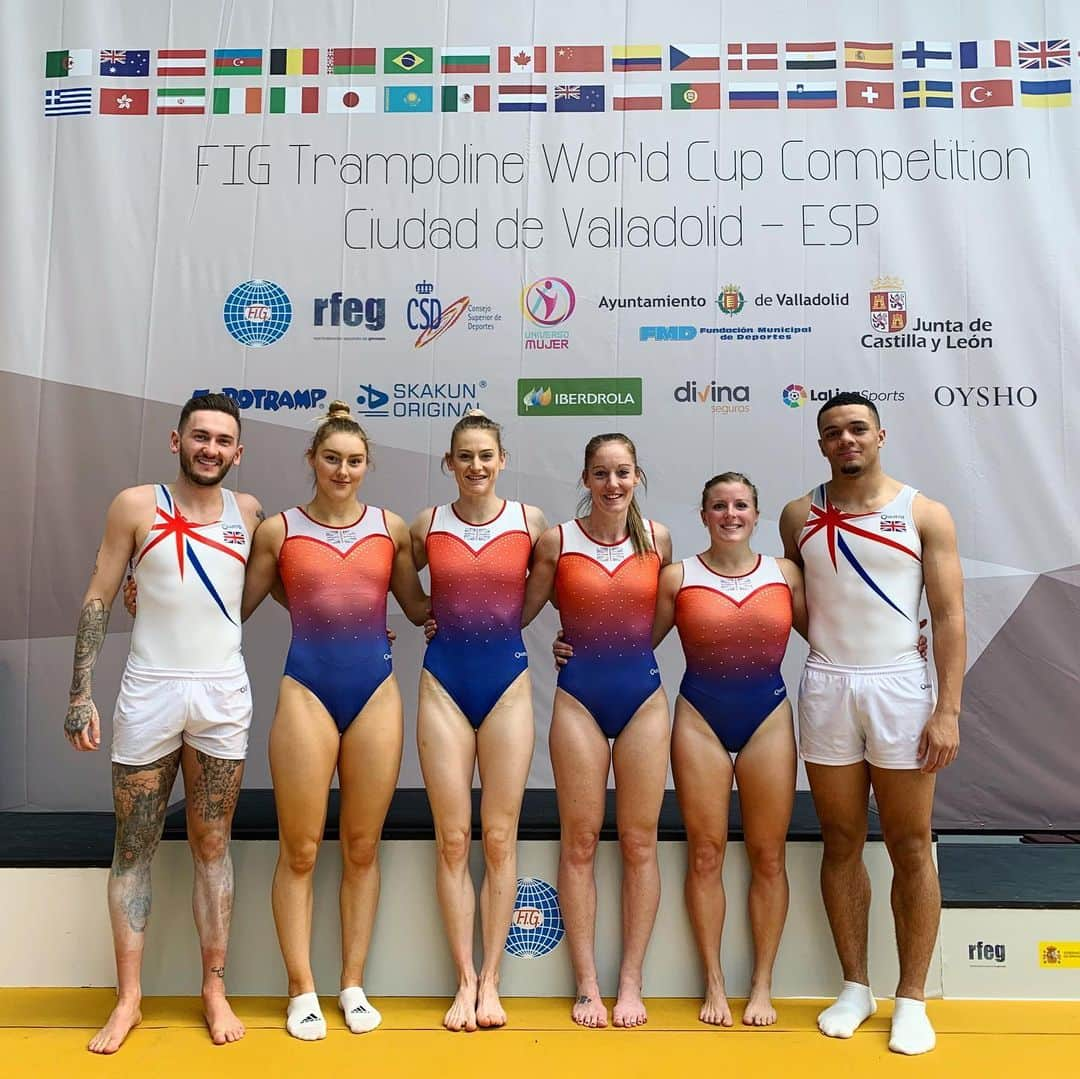 ブライオニー・ペイジさんのインスタグラム写真 - (ブライオニー・ペイジInstagram)「Really enjoyable first training session in Spain 🇪🇸 💪🏻 - very excited to compete prelims on Saturday with these lovely people 🤗 #lovewhatyoudo #bestjobintheworld #olympicqualifications #valladolid #Trampolineworldcup」10月3日 22時19分 - bryony_page