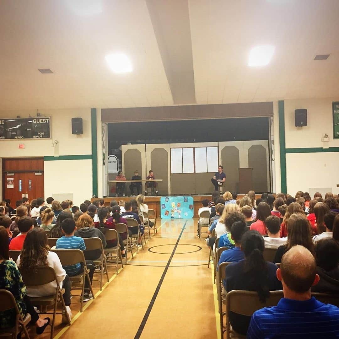 クリス・コルファーのインスタグラム：「10/3/19 @chriscolfer via Instagram  Thanks for having me Westfield Middle School! See everybody tonight @ 7PM at ANDERSON’S BOOKSHOP in Naperville, Illinois! . . . . . . . . . . . . . . . . . . .  #QOTD: None — None - - -  #chriscolfer #hrhchriscolfer #chris #colfer #twitter #repost #author #writer #actor #mostinfluenical #bestsellingauthor #inspirational #TLOS #struckbylightning #strangerthanfanfiction #repost #ATaleofMagic」