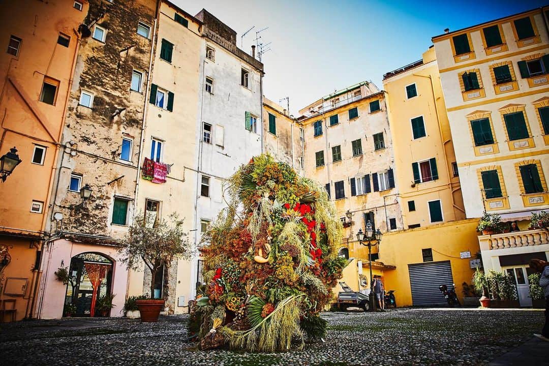 椎木俊介のインスタグラム：「Botanical Sculpture in Sanremo  Date: October 3 Thursday, 2019 Location: Piazza Sansiro  43.816754,7.773636 *Please insert this numbers to your Google map.  @azumamakoto @amkk_project @shiinokishunsuke  #azumamakoto #makotoazuma #shiinokishunsuke #amkk #amkkproject #flowers #flowerart #botanicalsculpture #東信 #東信花樹研究所 #itaria #sanremo」