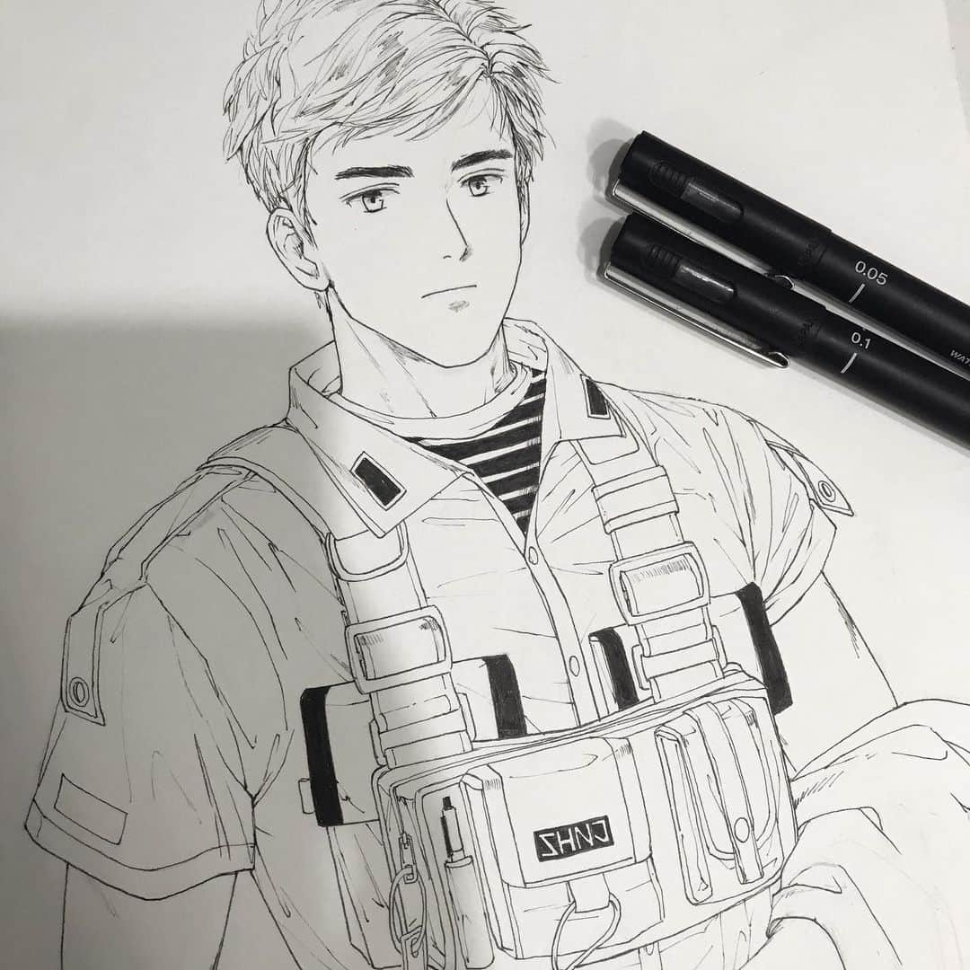 知花シンジさんのインスタグラム写真 - (知花シンジInstagram)「Inking makes me so nervous haha I’m not doing daily ink drawings but I’ll try to post a few this month! 🖊  やはりペン入れ緊張しますね💦 #イラスト #オリジナル #일러스트 #그림 #illust #inktober #inktober2019」10月4日 17時12分 - artbyshinji