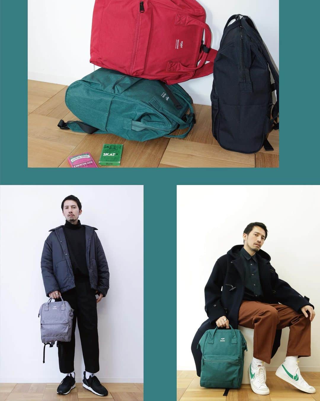 のインスタグラム：「. ■AT-B3471 ¥4,500＋TAX TRACK “KUCHIGANE” BACKPACK SLIM(S) GY . ■AT-B3472 ¥4,900＋TAX TRACK “KUCHIGANE” BACKPACK SLIM (R) BK,GR,RE . #anello #anello_bag #bag #kuchigane #backpack #2019AW #OOTD #アネロ #バッグ #バックパック . .」