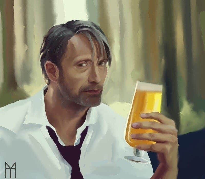 マッツ・ミケルセンさんのインスタグラム写真 - (マッツ・ミケルセンInstagram)「#FanArtFriday: Today's fan art by @malyar333 from Russia. За здоровье! 🍺 🇷🇺 #MadsInRussia #MadsFriday #theofficialmads」10月4日 18時45分 - theofficialmads