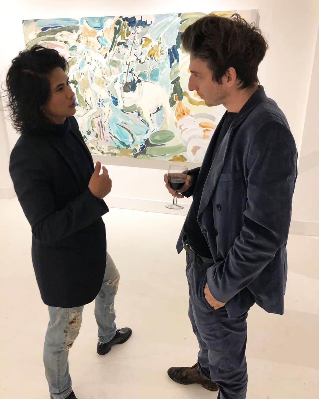 稲木ジョージのインスタグラム：「Came to London just for a night to support my new favorite artist @tomocampbell and @yureeka for her exclusive representation❤️ Contact @tokyoartoffice if you’re interested in purchasing Tomo’s art 🖼 ❤️」