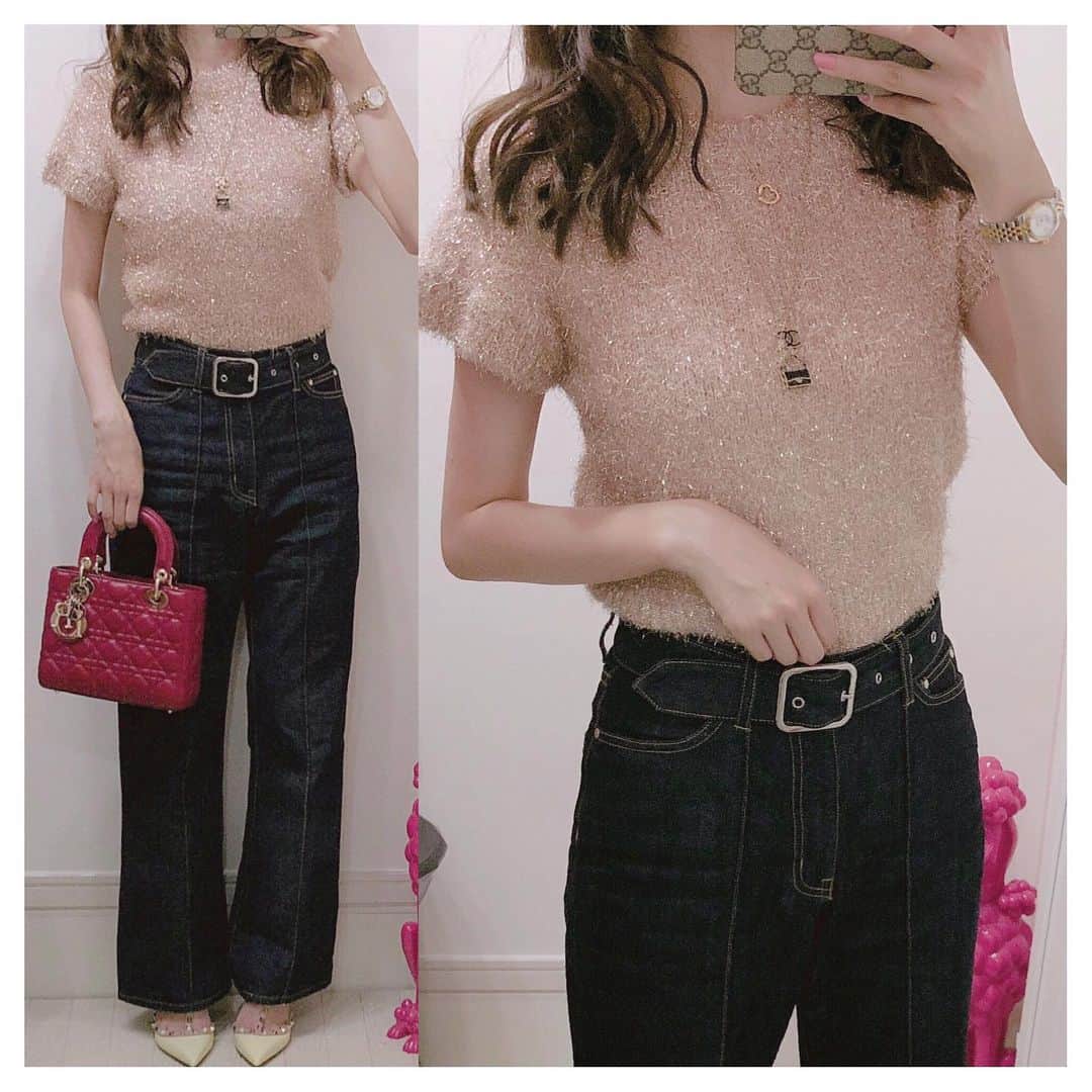 のインスタグラム：「＊﻿ ＊﻿ coordinate 。♡﻿ ﻿ tops:eimyistoire﻿ bottoms:eimyistoire﻿ shoes:valentino﻿ bag:dior﻿ ﻿ ﻿ ﻿＠eimyistoire_official のデニムパンツ 。♡形がとっても綺麗で履きやすい 。♡ ﻿ ﻿ #coordinate #code #outfit #ootd #wear #fashion #コーディネート #コーデ #コーデ記録 #ファッション #ファッションコーデ #おまみ服 #dior #diorbag #ディオール #eimyistoire #秋服コーデ #秋服 #valentino #ヴァレンティノ #エイミーイストワール #デニムパンツ #デニムコーデ #denimpants #eimy #valentinoshoes #ニットコーデ #コーデ日記 #クリスチャンディオール #eimy」