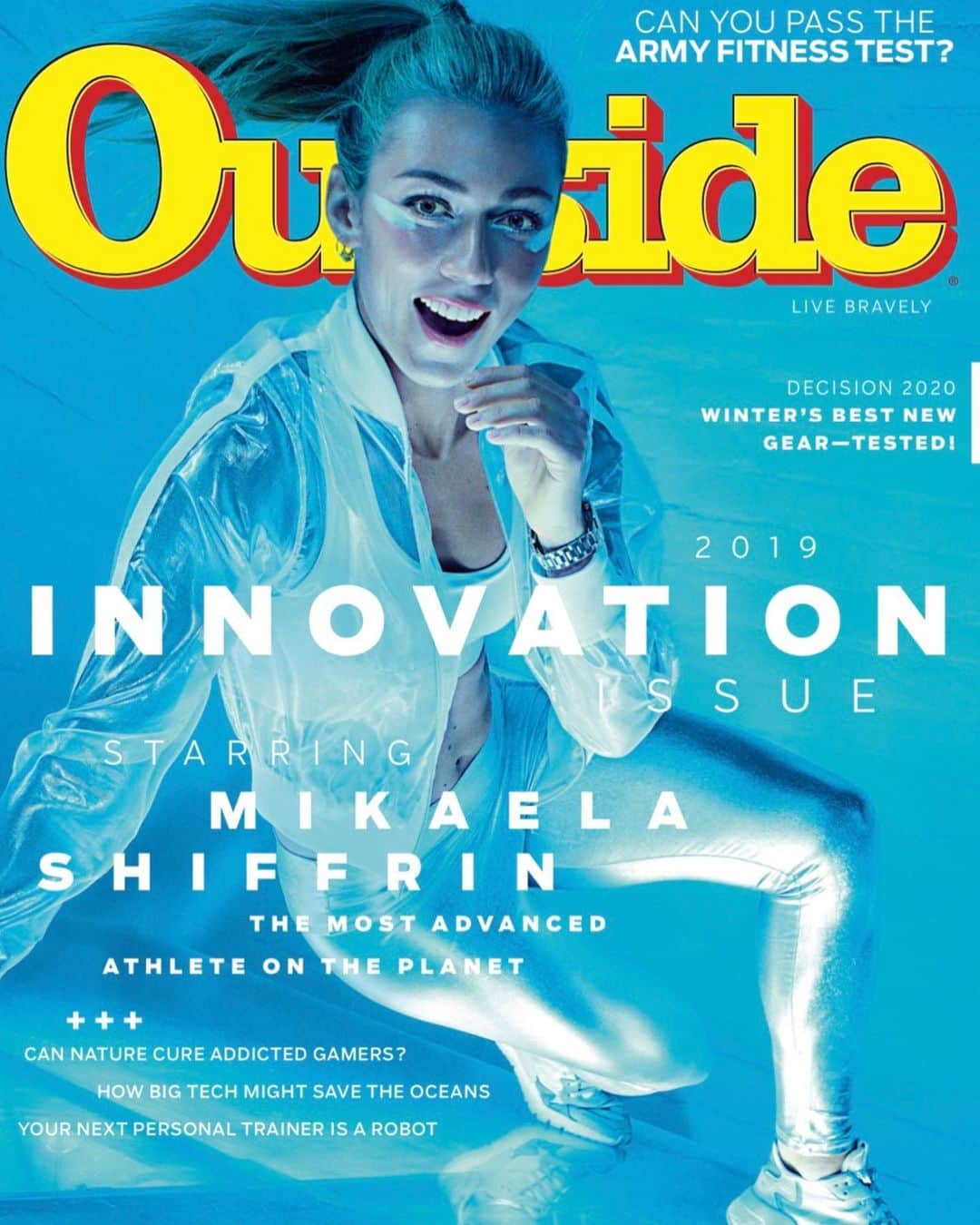 ミカエラ・シフリンのインスタグラム：「Working with @peggysirota for this @outsidemagazine cover shoot was one of the best experiences I had at a photo shoot in my career. Before we met I checked out her portfolio and saw @taylorswift, @jonasbrothers, @jlo, @ramimalek, and had a huge *I feel like a fish out of water* moment.😅😅 She was incredible to work with and it was amazing to explore a different facet of creativity with her! I am so happy with final product!! The 2019 Innovation Issue is out on stands now - so go grab a copy if you feel so inclined 😂🤘👻 (ps When in doubt, face paint is always a good idea😏) And! Thx again to this dream team for working their magic 💁‍♀️: @michaelkanyon/💄: @vscali.」