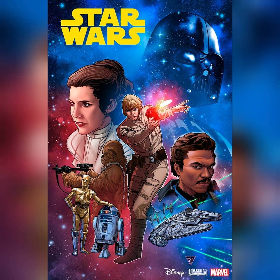 のインスタグラム：「YEAHHH! STAR WARS #1. Art Cover by me and Colors by Guru-eFX. #StarWars #RBSilva #MARVEL #MarvelComics #LucasFilm #Disney」