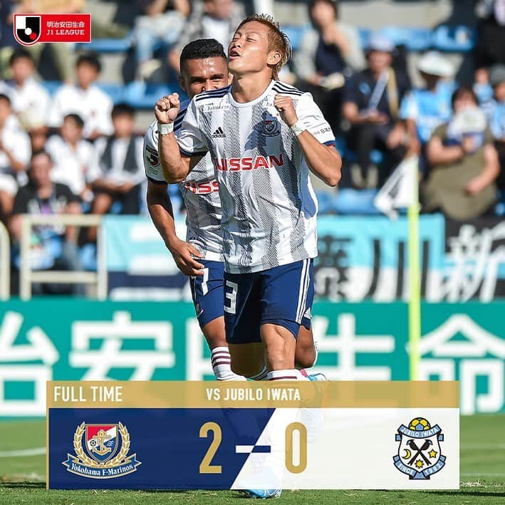 のインスタグラム：「.﻿ ［Full Time］﻿ 明治安田生命J1リーグ第28節﻿ 横浜F・マリノス 2-0 ジュビロ磐田﻿ ﻿ ⚽️GOAL⚽️﻿ 30'オウンゴール﻿ 87'#仲川輝人 ﻿ ﻿ #fmarinos #Jリーグ #ハマのGTR #ハマの新幹線」