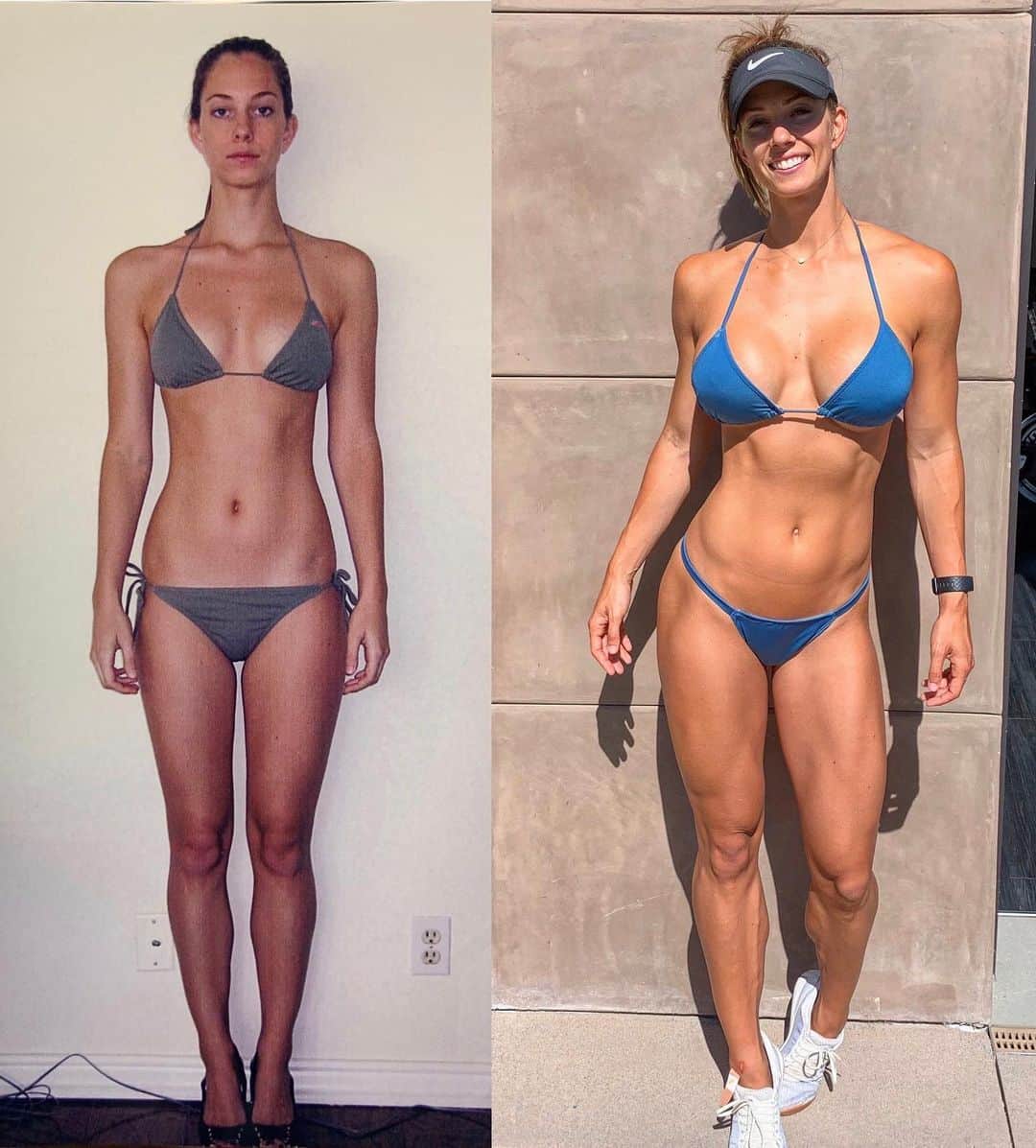 Janna Breslinさんのインスタグラム写真 - (Janna BreslinInstagram)「My 10 year transformation! 2009- 2019 👇🏻 & a quick synopsis about my journey⁣ ⁣ 2008- Completed a few years of track, cross country, gymnastics & pole vaulting. Pretty active my whole childhood.⁣ ⁣ 2008-2012- Went off to college and did allllllll the cardio.⁣ ⁣ 2013 - Tried P90X for a hot minute and then started “lifting” on my own to prep for NPC bikini competitions. But really had no clue what I was doing lol.⁣ ⁣ 2014- Did well competing but took a break. Then found health problems that have taken me years to sort out. Heavy metal toxicity, 40 food intolerances, hormone imbalances, constant infections, systemic candida, gut problems, methylation issues, cancer scare, etc. Lost all fat and muscle on my body and got down to 110 lbs (im 5’8” and currently 135/140 lbs).⁣ ⁣ 2015- Read, learned, healed. Did my last bikini show. Worked out for fun/ did my own thang.⁣ ⁣ 2016-2017- F45, hot yoga, other random stuff.⁣ ⁣ 2017- Got bored, transitioned into weightlifting, crossfit style workouts, and more functional training. Started noticing more serious gains.⁣ ⁣ 2019- Mostly my own workouts, weightlifting, crossfit, and now a Spartan race!⁣ ⁣ ⬇️ Some key points I’ve learned in the past 10 years‼️⁣ ⁣ ▪️FOOD IS FUEL not an enemy.⁣ ▪️You don’t need to be obsessive about food & fitness to see results. It should be an enjoyable journey.⁣ ▪️Food & fitness should NOT take over your life.⁣ ▪️One or a few “cheat meals” will not ruin your progress... they can actually be beneficial sometimes!⁣ ▪️You should enjoy the way YOU do fitness. What’s right for you may not be what’s right for someone else.⁣ ▪️F&CK THE SCALE.⁣ ▪️Carbs and/or fat are NOT bad. They are both important for health and hormones.⁣ ▪️Cardio is NOT the only way to burn fat.⁣ ▪️You do not need to workout hours everyday to see results.⁣ ⁣ If you’re interested in my workouts, recipes, and recovery programs 📲Download my iOS app! ✅ Less than $2 a week!! The link is in my bio!」10月6日 2時47分 - jannabreslin