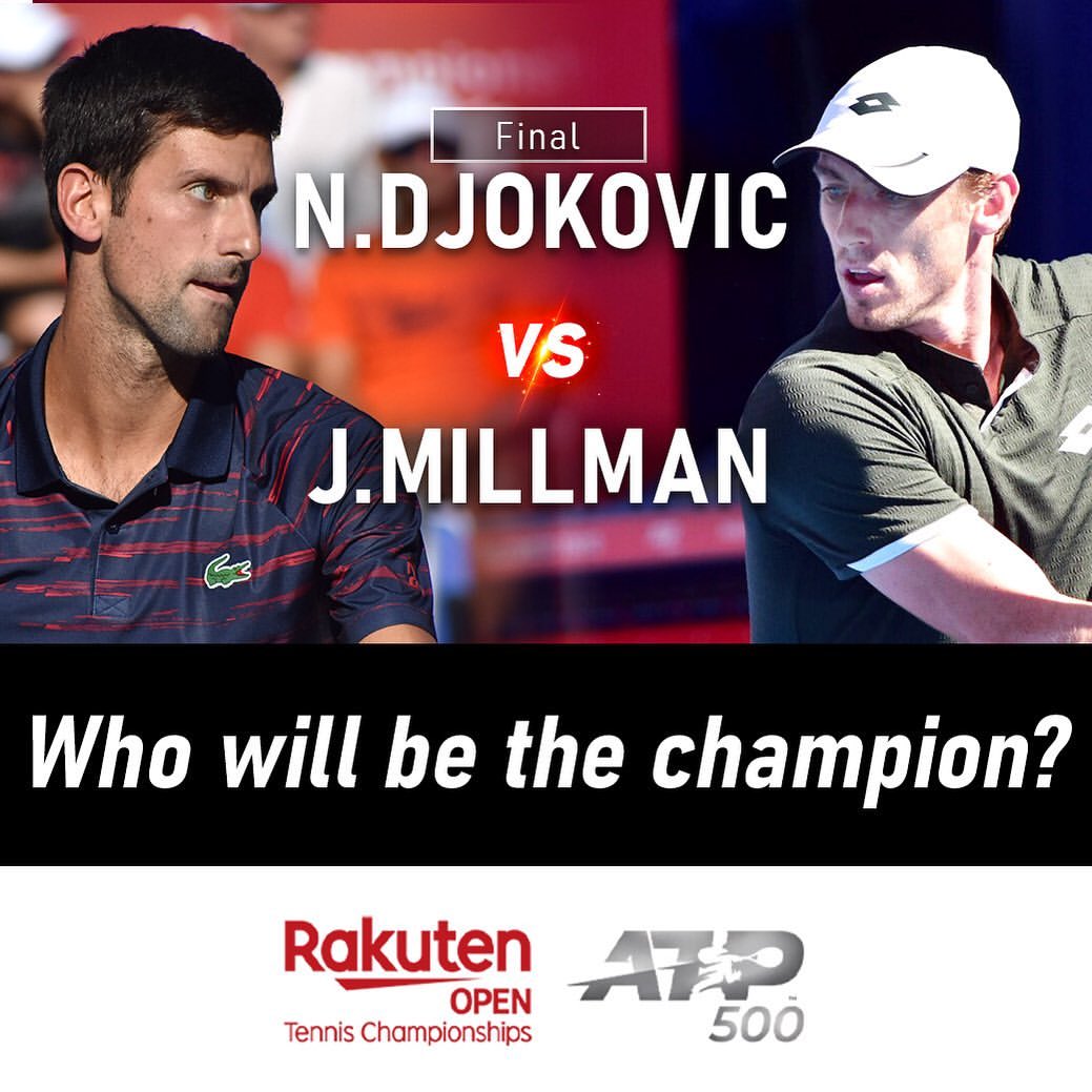 Rakuten Japan Openのインスタグラム：「Today's singles final match🔥 J.Millman will play against N.Djokovic in his first ATP500 final 🇷🇸 🇦🇺 Who will take home the title? 🏆⠀ ⠀  本日有明コロシアムでの第2試合は、シングルス決勝戦🏆 ⠀ ジョコビッチ選手とATP500で初めて決勝進出を決めたミルマン選手が対戦🔥 ⠀  #rakutenopen #rakutenopen2019 #楽天オープン #テニス #楽天オープン2019 #ATPTour #atp500 #tennisfun #有明コロシアム #tennisworld #tennistime #tennispro #tennistraining #lovetennis #tennis #tennisaddict #tennislover #instatennis #japan #tokyo」