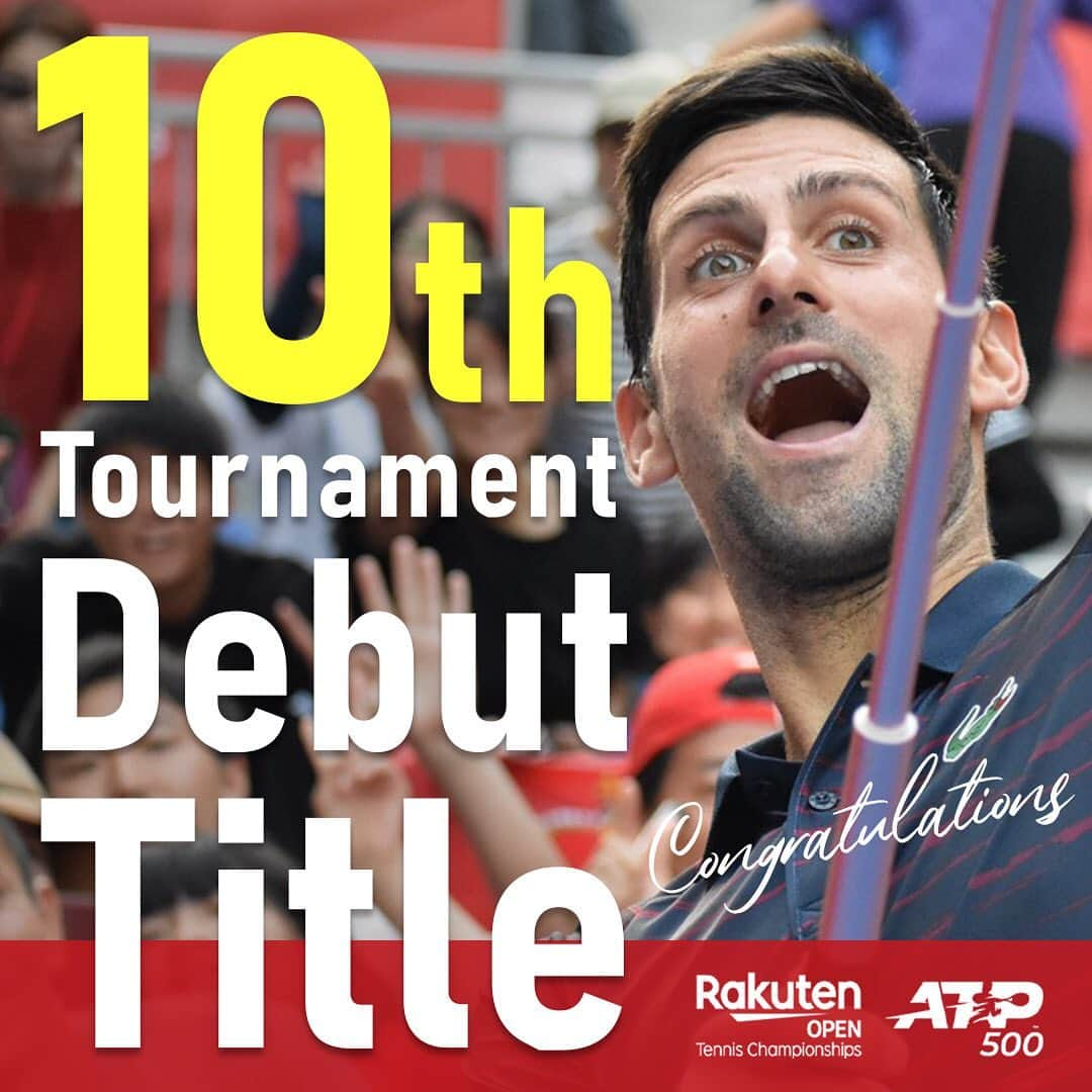 Rakuten Japan Openさんのインスタグラム写真 - (Rakuten Japan OpenInstagram)「This win marks the 10th tournament debut win for @djokernole🎉🎉🎉 ⠀ An honor to have you in Tokyo👏🇯🇵 ⠀ 楽天オープン2019優勝で、 ジョコビッチ選手は初出場・初優勝が㊗️10回目‼️ ⠀ #rakutenopen #rakutenopen2019 #楽天オープン #テニス #楽天オープン2019 #ATPTour #atp500 #tennisfun #有明コロシアム #tennisworld #tennistime #tennispro #tennistraining #lovetennis #tennis #tennisaddict #tennislover #instatennis #japan #tokyo」10月6日 16時58分 - kinoshitagroupjapanopen