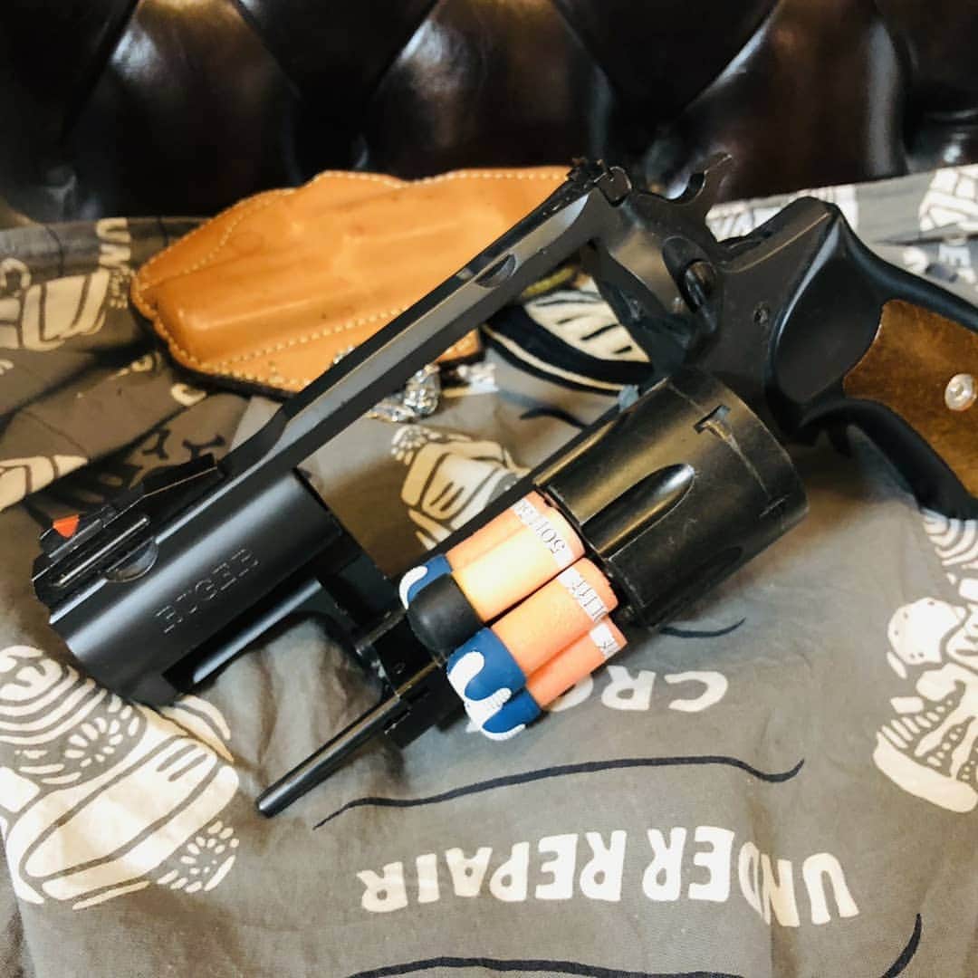 世田谷ベースさんのインスタグラム写真 - (世田谷ベースInstagram)「sturm Rugdr gp-100 custom  The GP100 is a family/line of double actionsix-, seven-, or eight-shot (.357 Magnum, 10mm Auto), seven-shot (.327 Federal Magnum), or ten-shot (.22 LR) revolvers made by Sturm, Ruger & Co., manufactured in the United States. Since its introduction, it has been produced in a number of variations with three basic barrel lengths (3 in/76 mm, 4 in/102 mm, and 6 in/152 mm), various barrel profiles (with offset full or short ejector rod shrouds), fixed or adjustable sights, and in blued carbon steel, and polished or satin stainless steel.  #総務雄一郎#gunman#wyattberrystappearp #世田谷ベース#movie#style#mov iestyle#hairstyle#famovs#photoshoot#hollywood#roberdowneyir#iroman#actor#survial#colt#funactiuies#総務雄一郎#chromehearts#legend#film#films#mysister#gchallenge」10月6日 18時46分 - soumu_yuichiro