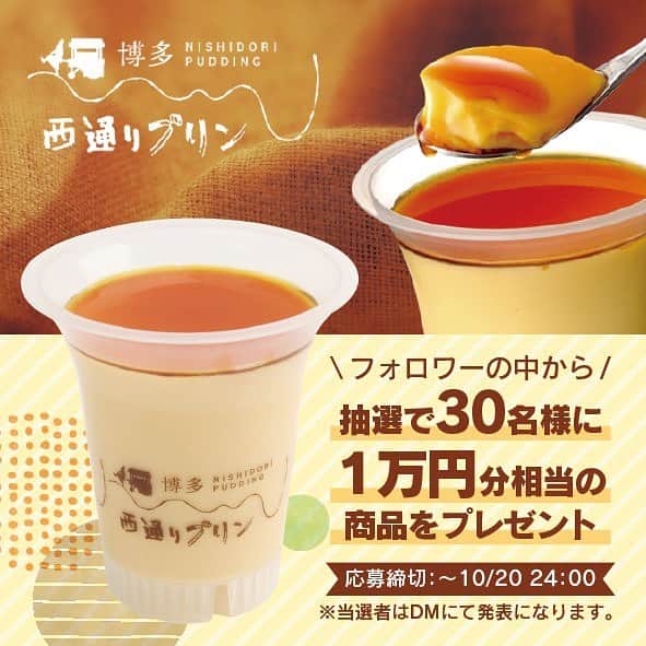利咲さんのインスタグラム写真 - (利咲Instagram)「なめらか蒸しプリンで有名な「西通りプリン」がプレゼントキャンペーン中です！ . . 「西通りプリン」の公式Instagram @nishidoripudding をフォローした方の中から、抽選で３０名の方に１万円分相当の商品をプレゼントだそうです・*:..｡o♬*ﾟ  フォローするだけなので簡単🍮✨ . . 抽選締切は10月20日24:00まで、 詳しい詳細は【西通りプリン】公式Instagramをチェック👍  公式HP www.nish-puri.com  #西通りプリン #フォローしてプリン #プリン #sweets #お菓子 #PR #nishidoripudding #博多 #博多西通りプリン  #なめらか蒸しプリン #🍮」10月7日 10時59分 - himeringo908