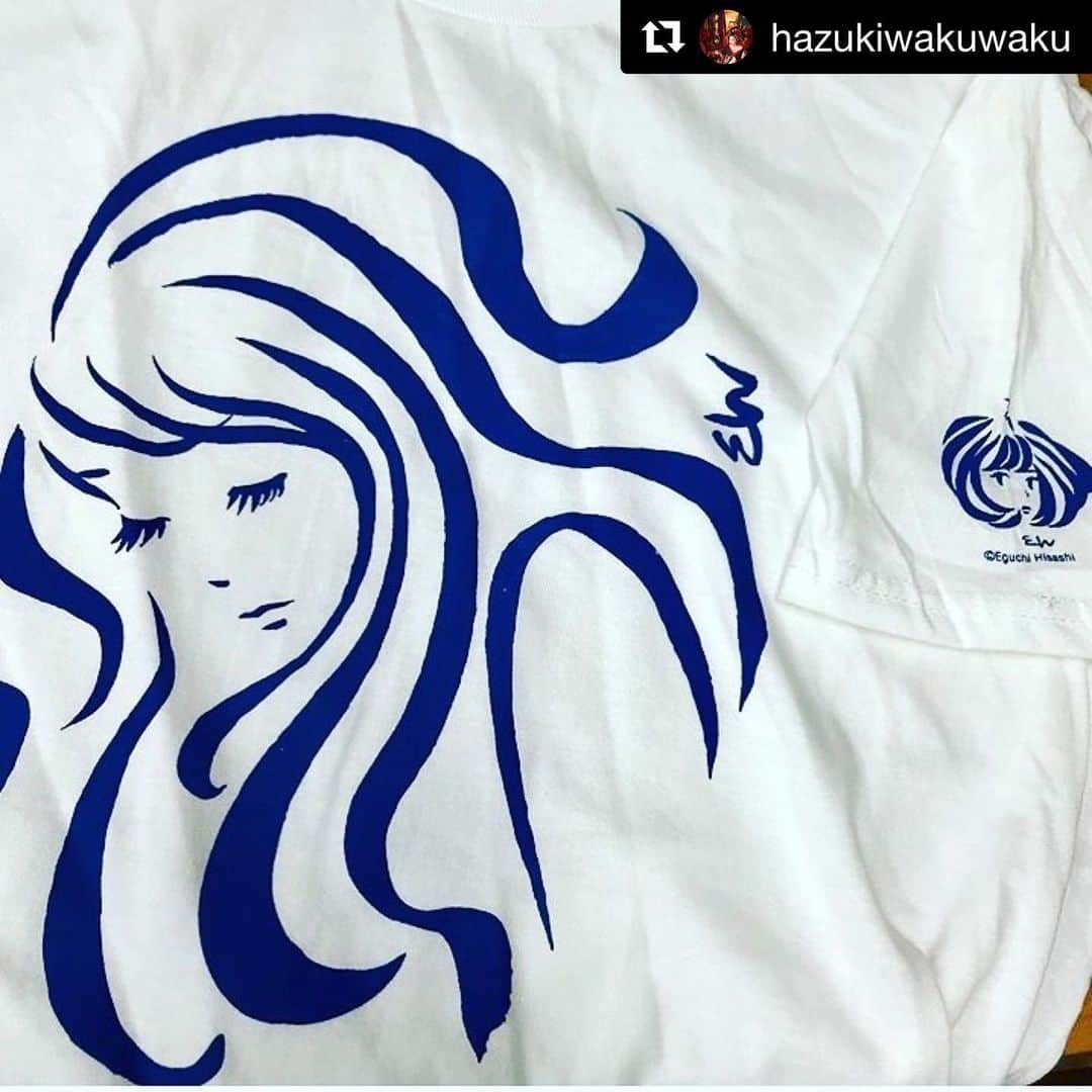 江口寿史のインスタグラム：「Please get it！  #Repost @hazukiwakuwaku with @get_repost ・・・ 江口寿史さんTシャツは、 玄関食堂チャンネル https://youtu.be/22Y3zh0DXFQ から11月まで購入できます！お早めに！」