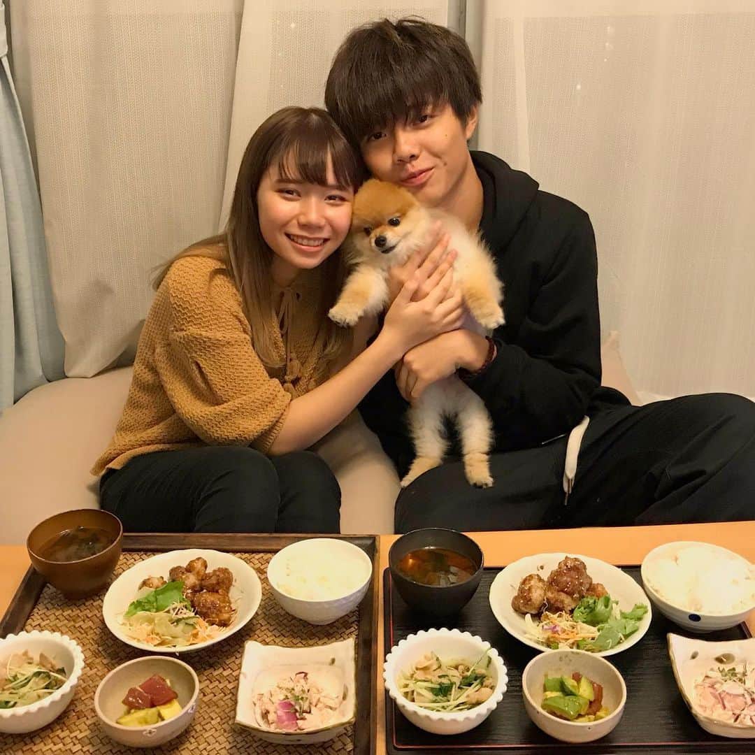 RIO POMEのインスタグラム：「自慢させてくださいな💕 昨夜うっかり窓開けっ放しで寝てしまい、寒さで目が覚めたところ一日中頭痛が…  とりあえず仕事頑張ってきて帰ってきたらとてもうれしいサプライズ✨  にいちゃんとはびちゃんがごはんを作って待っててくれました💕  帰ってきてごはんがある…て結婚してから初めてで、うれしすぎて今日の疲れが一気に吹き飛んじゃいました✨  すごくすごく素敵な出来事でした💕  ほんとありがとう🥰 幸せです💕  #ポメラニアン #pomeranian  #犬 #dog #dogstagram#doglover #愛犬 #わんこ #ポメラニアン大好き #ポメラニアンが世界一可愛い #pom #ぽめらにあん #ポメ#pomeraniansofinstagram  #pomeranianlove #ふわもこ部 #いぬバカ部 #癒しわんこ#instapic#pomstagram #puppy #dogsofinstagram #cute#cutedog #リオの目線はウマウマ」