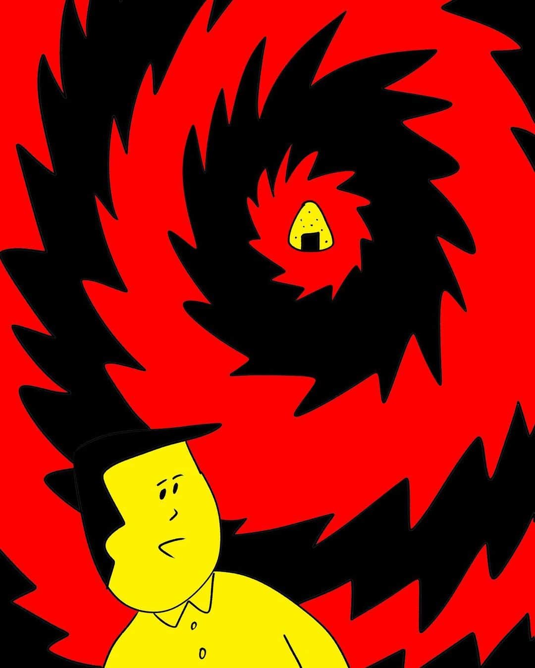 おほしんたろうのインスタグラム：「「おにぎりの食べたさが限界にきている人」を描きました . . . . . #おほまんが#マンガ#漫画#インスタ漫画#イラストレーション#イラスト#イラストレーター#おにぎり」