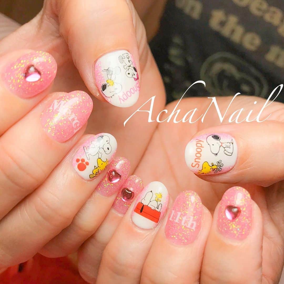 Achanailさんのインスタグラム写真 Achanailinstagram スヌーピーネイル Ameblo Jp Acha Nail Entry Html スヌーピー 愛犬ネイル ビーグル スヌーピーネイル バースデーネイル ピンクネイル キャラクターネイル キャラ