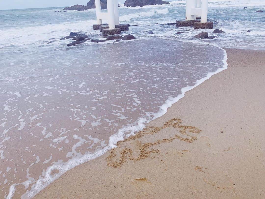 中村優さんのインスタグラム写真 - (中村優Instagram)「茂木さんが砂浜に描いたネコさん🐈🌊」10月8日 21時39分 - nkmr_yu