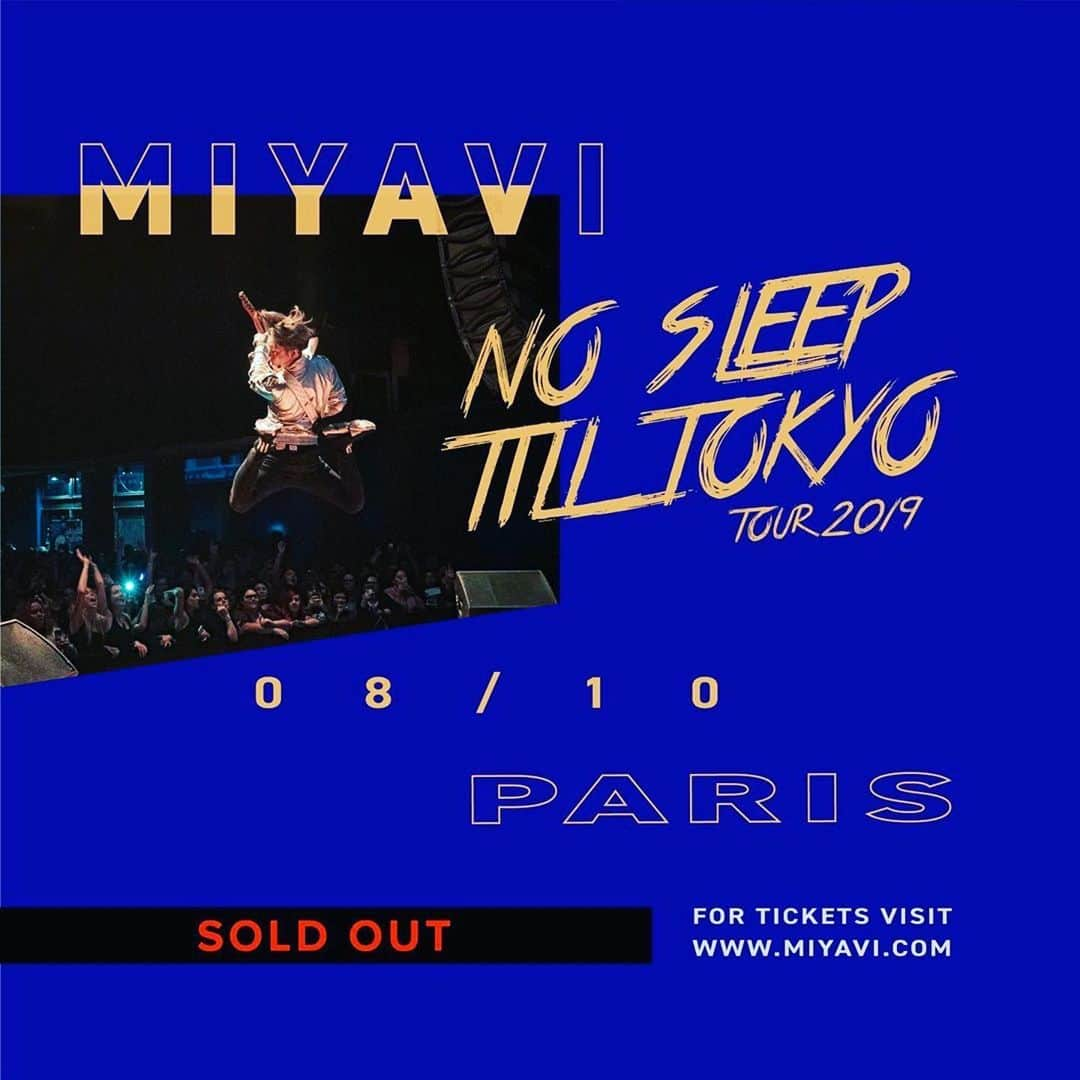 雅-MIYAVI-さんのインスタグラム写真 - (雅-MIYAVI-Instagram)「Paris, tonight ⚡️⚡️⚡️⚡️#Repost @miyavi_staff On t'aime Paris ❤️ Tomorrow night’s @miyavi_ishihara #NoSleepTillTokyo World Tour 2019 in Paris is SOLD OUT!」10月8日 13時44分 - miyavi_ishihara