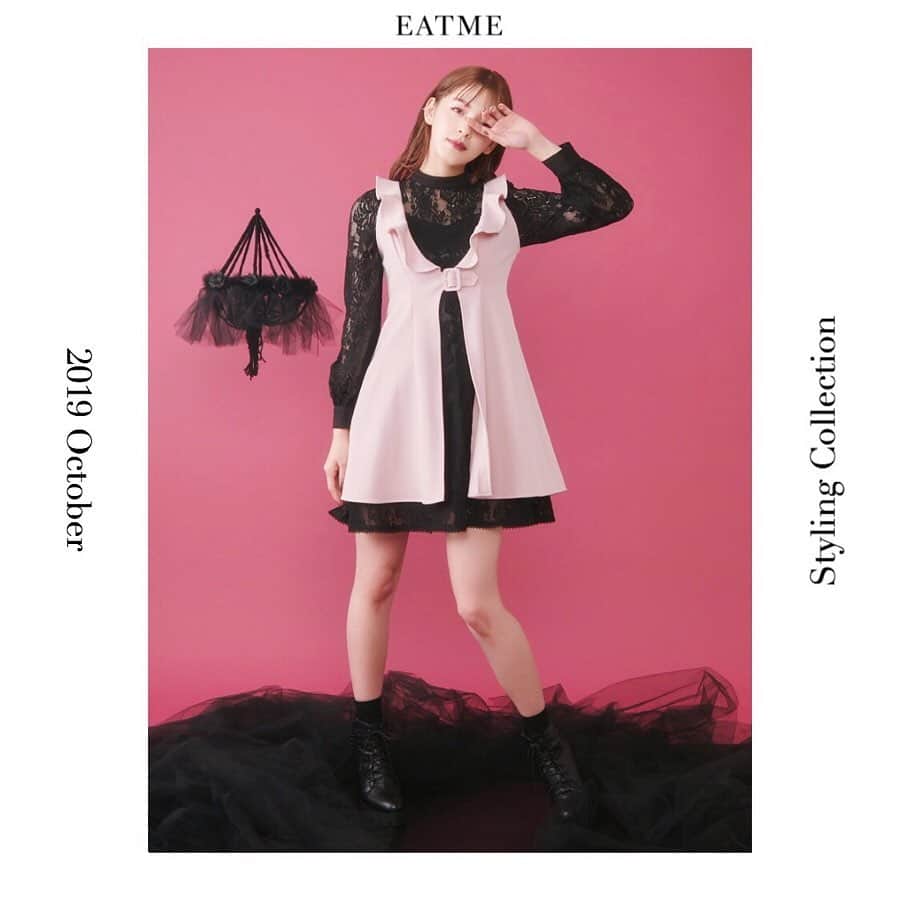 EATMEさんのインスタグラム写真 - (EATMEInstagram)「10.8 update… #EATME #OCTOBER #LOOK #COLLECTION #📖 #VINTAGEAFTERNOONTEA @maotin1019  身長🚺:169cm ブーツ➡︎発売中 ワンピース➡︎10.11発売予定 . レースセットワンピース（ #ONEPIECE ） ¥15,000（＋tax） COLOR🎨:PNK.BLU.BLK SIZE📐:S.M . チャンキーヒールショートブーツ（ #BOOTS ） ¥13,880（+tax） COLOR🎨:BLK.PNK.MIX SIZE📐:S（22.5cm) M（23.5cm）、L（24.5cm） . #EATME_COLLECTION #EATME #eatmejapan #イートミー #fetishmode #2019aweatme #2019aw  #益若つばさ #tsubasamasuwaka #fashion #styling #japan #tokyo #harajuku #原宿 #instagood #like4like」10月8日 17時01分 - eatme_japan