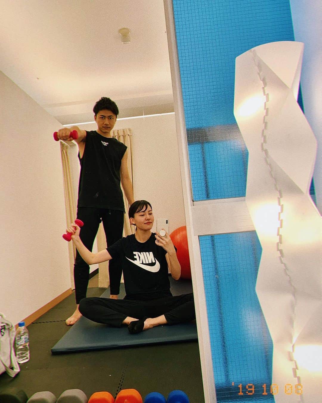 のインスタグラム：「少しずつ身体に変化があってとっても嬉しい💪﻿ ﻿ @ahiro_fit さん今日もありがとうございました！﻿ ﻿ ﻿ #汗だくだく﻿ #前髪が頑張りの証﻿ #anfidapersonalgym ﻿ #workout ﻿ #パーソナルトレーニング ﻿ #nikesportwear」
