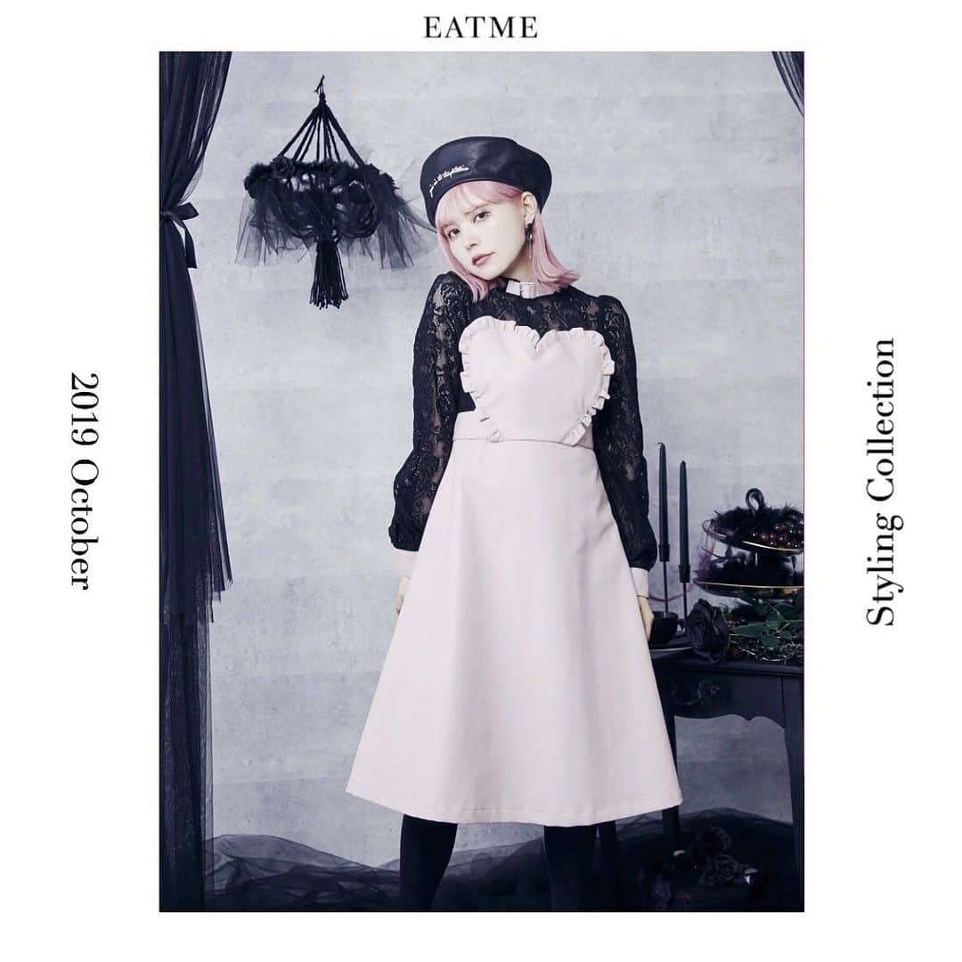 EATMEさんのインスタグラム写真 - (EATMEInstagram)「10.9 update… #EATME #OCTOBER #LOOK #COLLECTION #📖 #VINTAGEAFTERNOONTEA @tsubasamasuwaka1013  身長🚺:150cm ワンピース➡︎発売中 ベレー帽➡︎10月発売予定 ソックス➡︎参考商品 . メイドライクエプロンワンピース（ #ONEPIECE ） ¥15,000（＋tax） COLOR🎨:PNK.BLK SIZE📐:S.M . エンブロイダリーベレー帽（ # BERET ） ¥5,000（+tax） COLOR🎨:BLK.MIX . #EATME_COLLECTION #EATME #eatmejapan #イートミー #fetishmode #2019aweatme #2019aw  #益若つばさ #tsubasamasuwaka #fashion #styling #japan #tokyo #harajuku #原宿 #instagood #like4like」10月9日 12時25分 - eatme_japan