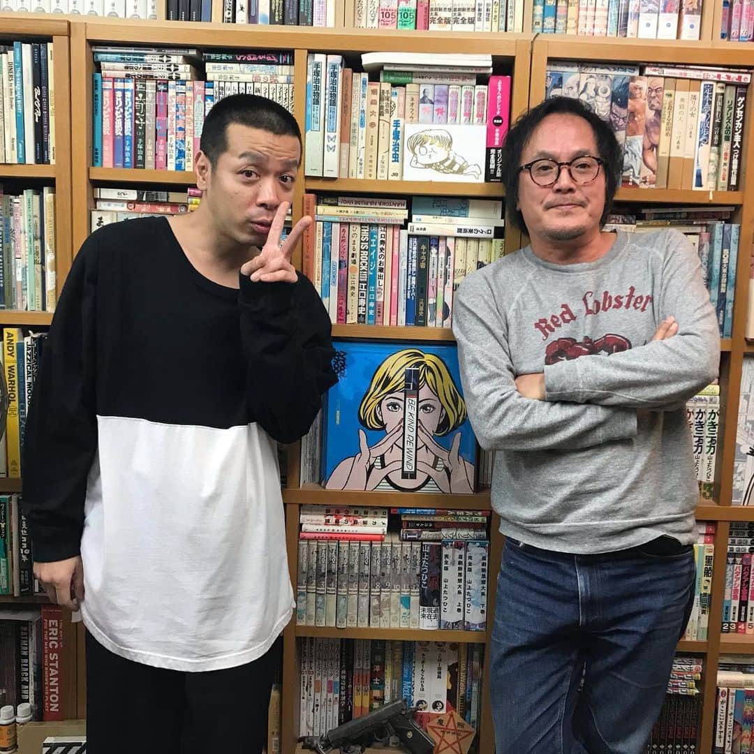 江口寿史のインスタグラム：「峯田くんと14年ぶりに会った。」