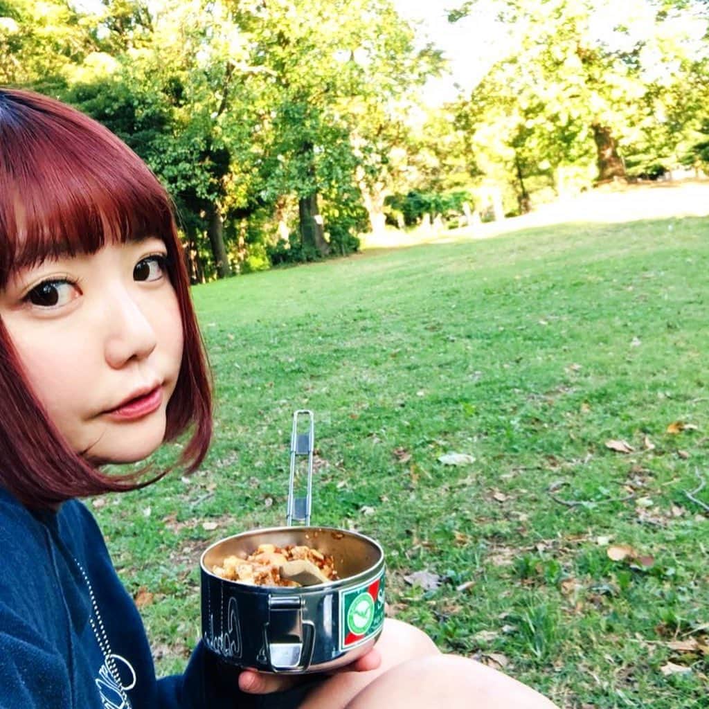 小鳥遊しほのインスタグラム：「気候が良すぎてピクニックせずにはいられず、麻婆弁当を作って家の隣の公園へ。ひとりで。笑 . 昔から自然が大好きなので芝生の上でありんこと戯れながらぐだぐだ最高でした。 . #picnic #obento #麻婆豆腐 #公園 #お弁当 #小鳥飯」