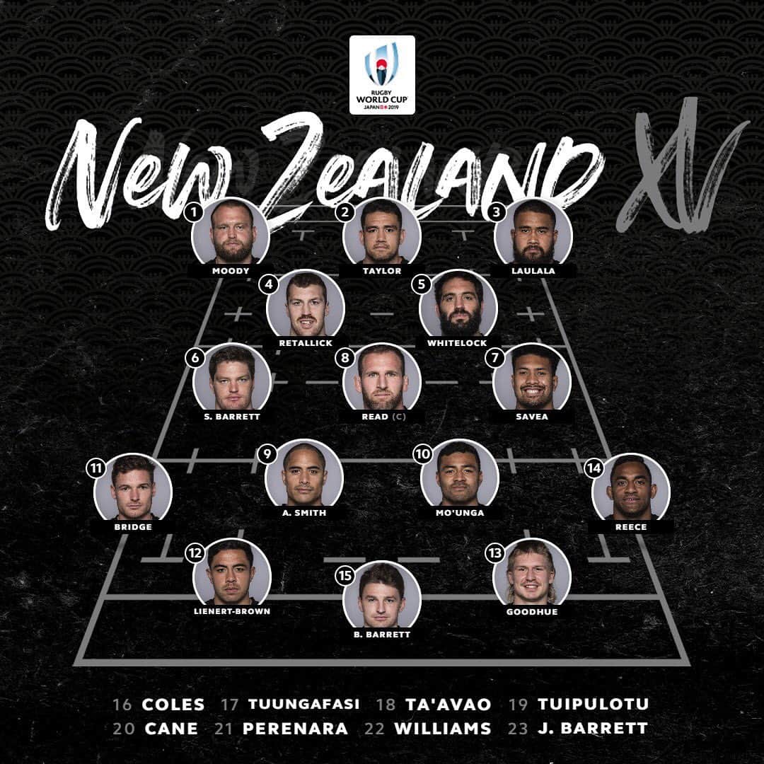 ラグビーワールドカップさんのインスタグラム写真 - (ラグビーワールドカップInstagram)「.﻿ ニュージーランド代表 @AllBlacks が、準決勝 イングランド代表戦のメンバーを発表❗🇳🇿﻿ .﻿ 26日（土）17:00キックオフ🔥﻿ .﻿ #RWC2019 #ENGvNZL #RWC横浜 #NZL #TeamAllBlacks #BACKBLACK #Rugby #Rugbygram #ラグビー」10月24日 11時47分 - rugbyworldcupjp