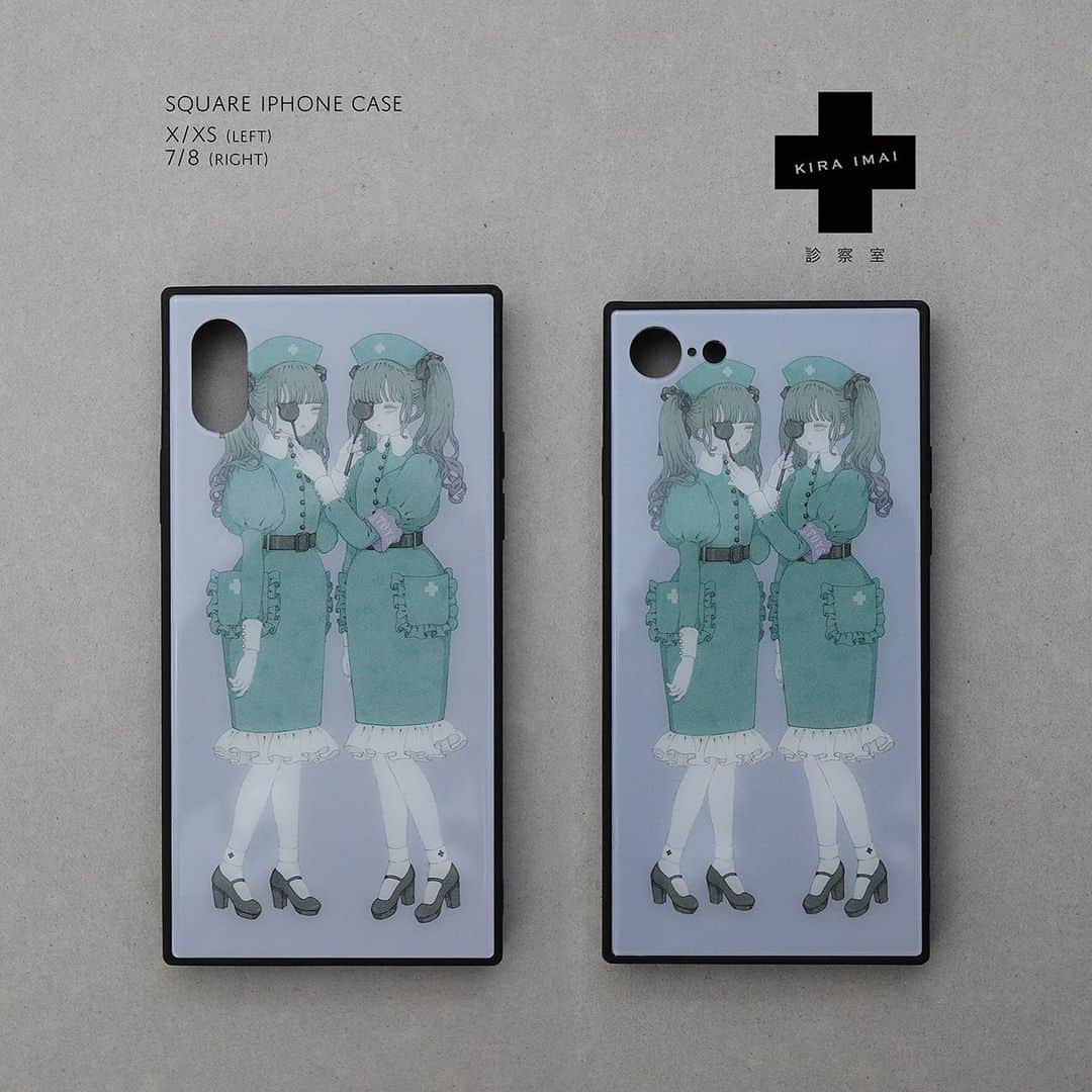 今井キラのインスタグラム：「ℕ𝕖𝕨﻿ スクエアiPhoneケース﻿ 「診察室」﻿ ﻿ 背面が強化ガラス製のiPhoneケース。﻿ サイズは7/8とX/XSの2種類。﻿ ﻿ 今井キラ個展「Note」﻿ 2019年11月8日－12月1日﻿ 浅草橋 パラボリカ・ビス﻿ ﻿ 💉﻿ ﻿ 💉﻿ ﻿ 💉﻿ ﻿ #kiraimai #💉 #ナース #イラスト #イラストレーター #illustgram #イラストグラム #ハロウィン #Halloween」