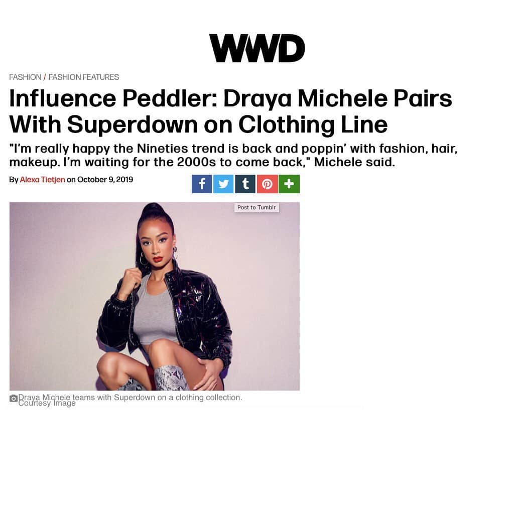 Draya Micheleさんのインスタグラム写真 - (Draya MicheleInstagram)「Thank you @wwd .... Why you should shop on oct 24: 1. 6 different sizes in clothing 2. Affordable price points starting at $38 3. Fashion forward 4. New drops every month from oct-March MARK YOUR CALENDAR 📆 @superdown #SUPERDOWNxDRAYA coming soon.」10月10日 6時07分 - drayamichele