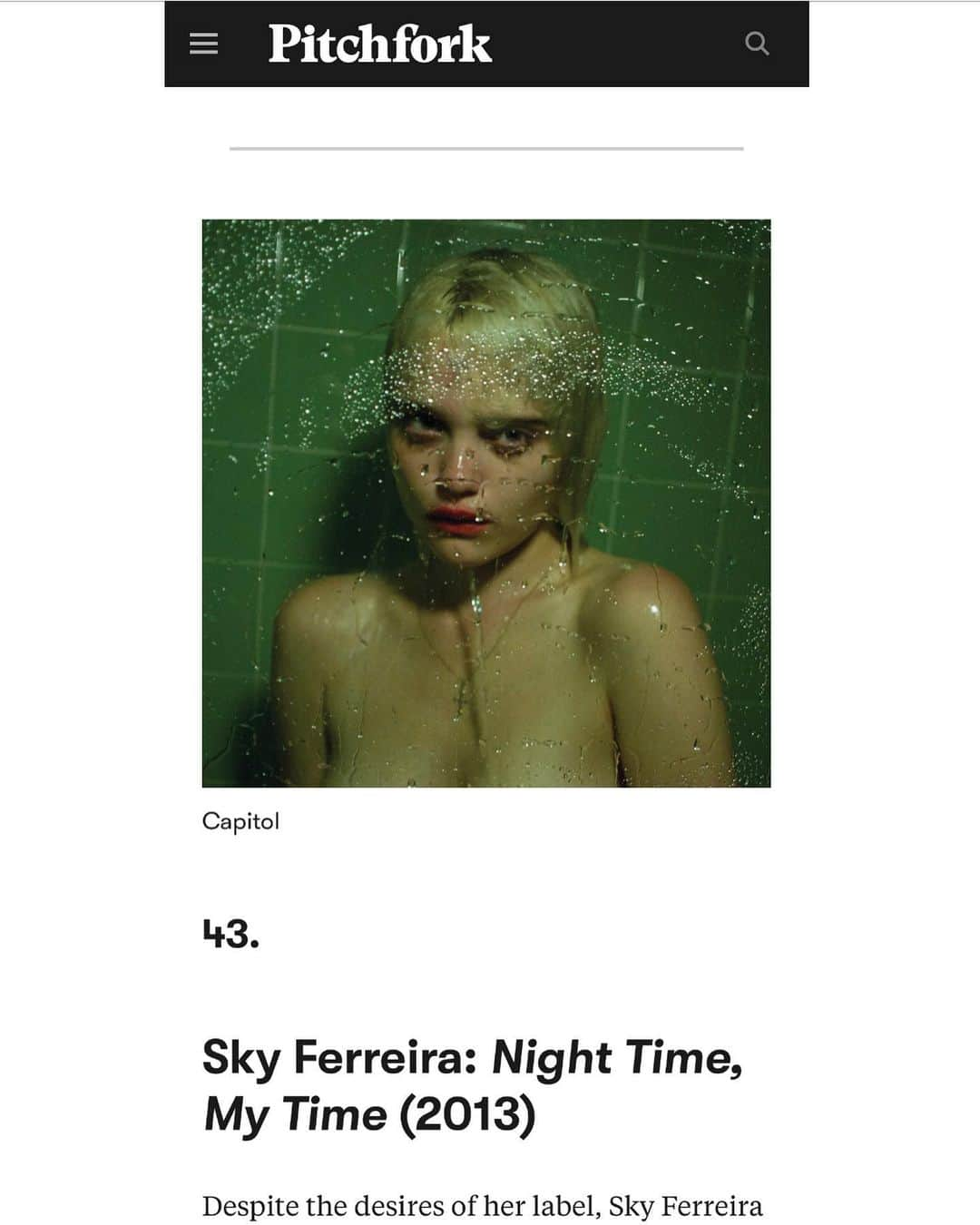 スカイ・フェレイラさんのインスタグラム写真 - (スカイ・フェレイラInstagram)「Everything is Embarrassing is #12 in Pitchfork’s best 200 songs of the decade. Night Time,My Time my time is #43 of best 200 albums of the decade ❤️ (Luckily) I’m releasing new music right before the decade is over 💋」10月10日 8時35分 - skyferreira