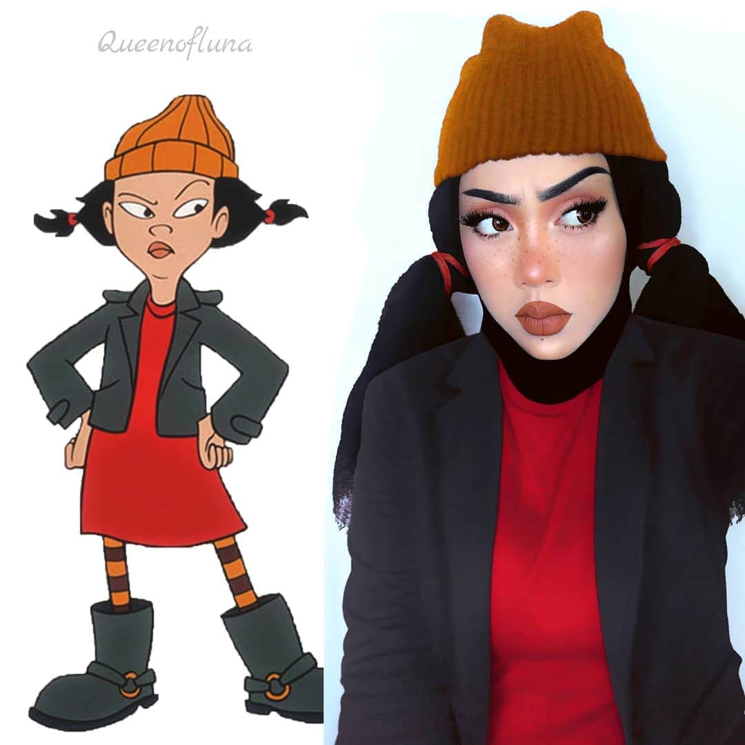 queenoflunaのインスタグラム：「Ashley Spinelli from Recess 🎒 . What was your favourite cartoon growing up? Let me know in the comments 😉💖 . . . . #spinelli #recess #ashleyspinelli #disney #cosplay #makeupcosplay #cosplayer #halloween #halloweenlook #halloweenmakeup」