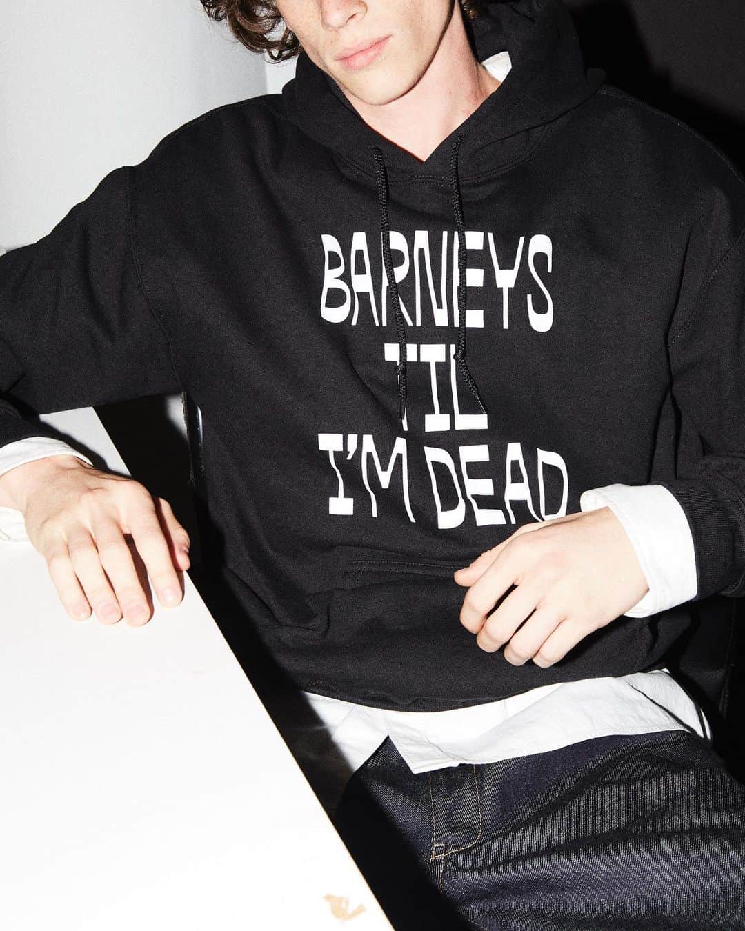 バーニーズ・ニューヨークのインスタグラム：「This just in: make Barneys your ride-or-die with the release of our limited-edition graphic t-shirt and hoodie, a razor sharp collab with Highsnobiety's EIC + Interview's Editorial Director. Check our stories for this and 752 other new arrivals.」