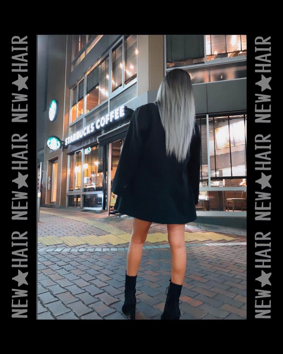 のインスタグラム：「🖤🎀🖤🎀🖤🎀🖤🎀🖤 . 【NEW★HAIR】 @sky_resort @revo0126 . 今回は、秋だしカッコいい髪色にしたくて ブラック×クレージュのグラデーションカラー （グレー強めで✋❤︎） に、してもらいましたぁあ♡♡♡ . まじ超いい感じ❤️ . @revo0126 いつもありがと🎀💕 . . . #hair #newhair #gradation #gradationcolor #skyresort」