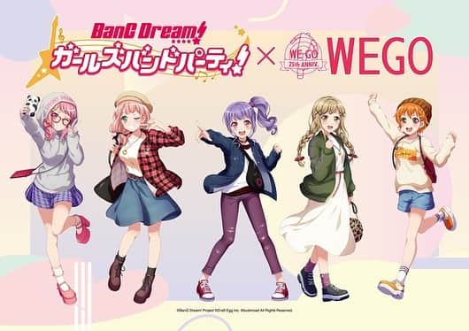 WEGOさんのインスタグラム写真 - (WEGOInstagram)「「BanG Dream! ガールズバンドパーティ！」×WEGO  本日より発売スタート！  発売を記念してSNSキャンペーンも開催致します！ . 10/11（金）～10/27（日）の期間中、お買い上げ頂いた第3弾コラボアパレルorコラボグッズの写真と、 ハッシュタグ「#ガルパWEGO」をつけて、 Twitter、またはInstagramにアップして頂いた方の中から、抽選で合計10名様に「コラボビジュアルのステッカー全6種フルコンプセット（集合1 種＋単体5種）」をプレゼント！ . ※キャンペーン終了後、当選されましたお客様には、WEGO公式アカウント（Instagram：@wego_official）より、 DM にてご連絡させて頂きますので、必ずWEGOアカウントをフォロー頂きますようお願い致します。※抽選対象は上記期間内の投稿とさせて頂きます。  #バンドリ #ガルパ #ガルパwego #collaboration」10月11日 10時43分 - wego_official