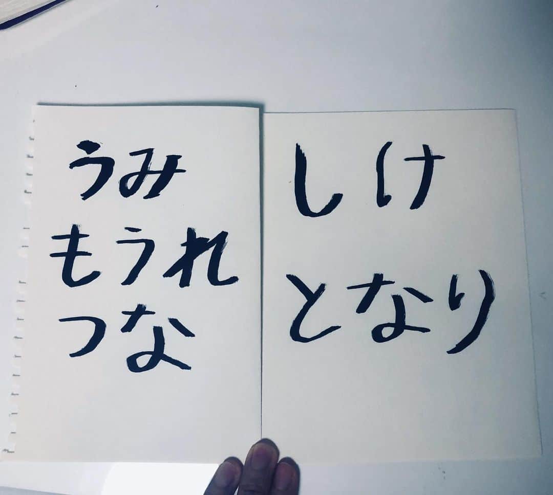 水野しずのインスタグラム：「気象会見を見たら  うみ もうれつ  な しけ となり  と言ってて言葉が真空の中にありよかった。専門家として情報を言葉で伝えたい気持ちがマジだから、言葉の純度が異様なくらい研ぎ澄まされて詩だった。  これは何か著しい現象が日常に介入する時、それを端的に表現した言葉は文脈から切断されているので極端にプリミティブなものになる(ピカドンとか)現象に近い感じだと思う」
