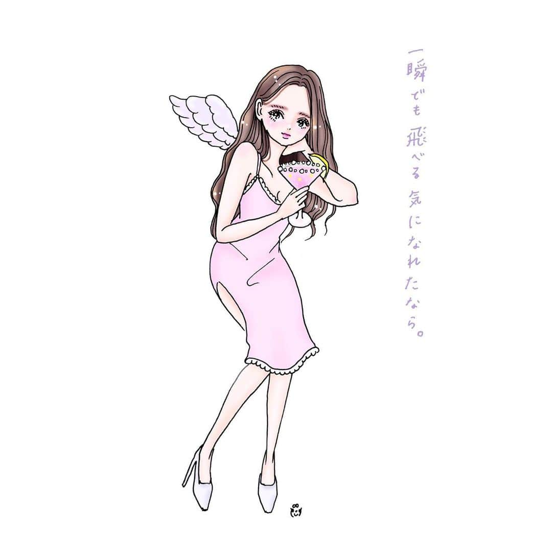 大石蘭さんのインスタグラム写真 - (大石蘭Instagram)「🌛 台風みなさまくれぐれもお気をつけて。 . . #妄想ピンナップ #少女 #イラスト #ランジェリー #カクテル #天使 #ピンク #illustration #girl #cocktail #angel」10月11日 17時28分 - wireless_ran