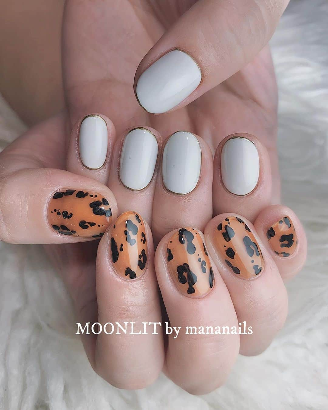 mananailsさんのインスタグラム写真 - (mananailsInstagram)「white × leopard🐆 ㅤ ☾オフ込み120min」10月12日 14時57分 - mananails