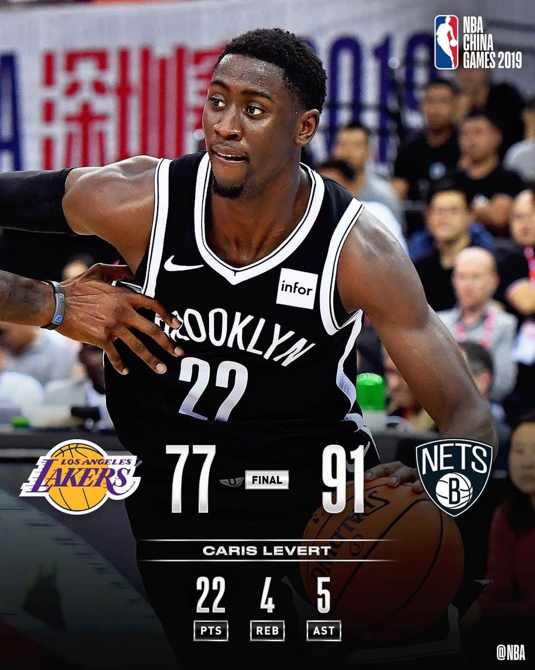 NBAさんのインスタグラム写真 - (NBAInstagram)「The @brooklynnets win in Shenzhen behind @carislevert’s 22 PTS, 4 REB, 5 AST! #NBAChinaGames」10月12日 23時22分 - nba