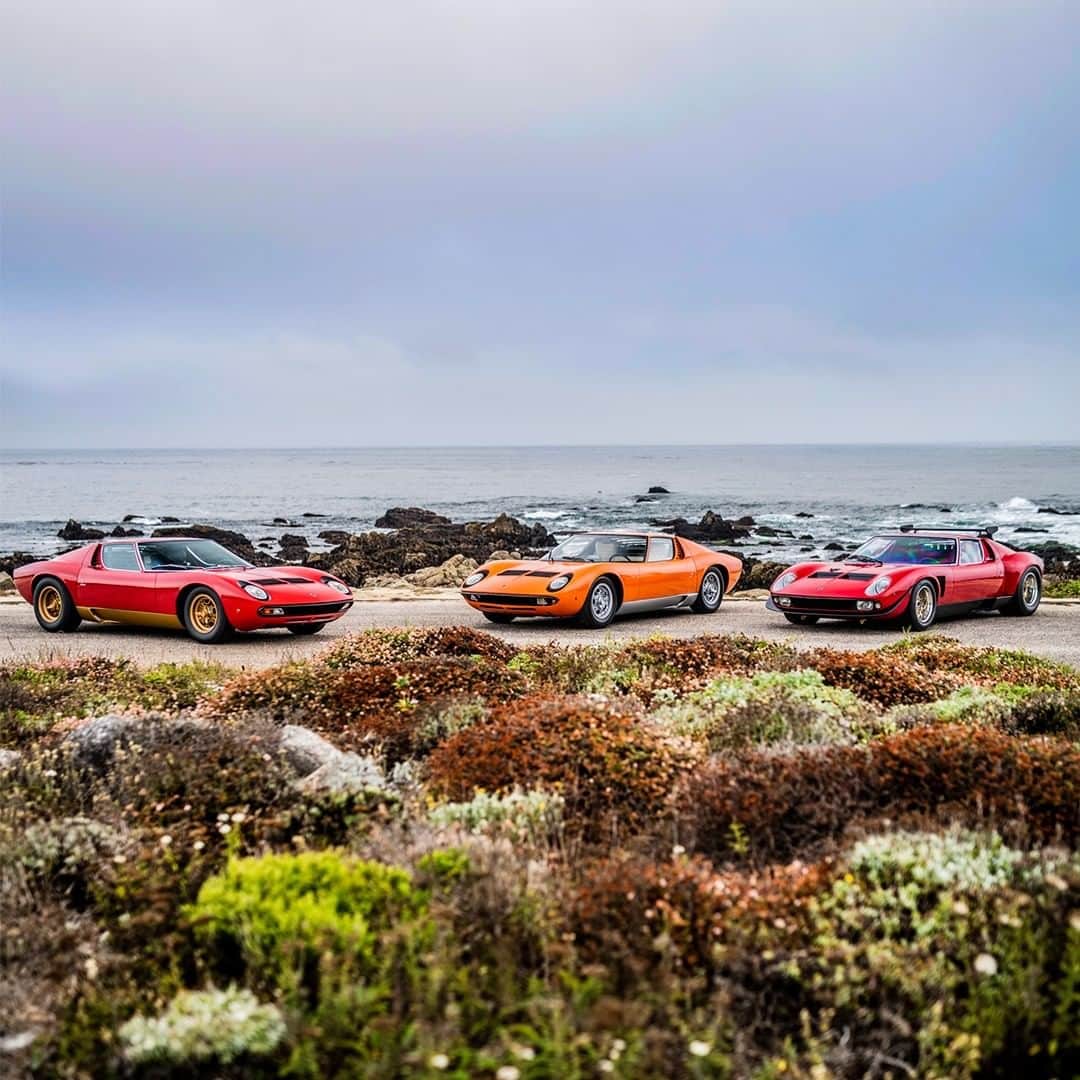 ランボルギーニのインスタグラム：「Reliving the Monterey Car Week 2019 with these pictures shot by @remidargegenphotographies. It’s amazing how much fun we had on the enthralling California roads at Pebble Beach. Every moment of the Concorso d’Eleganza awakened our thrilling driving desires, thanks to the Lamborghini Polo Storico.  #Lamborghini #MontereyCarWeek #PoloStorico」