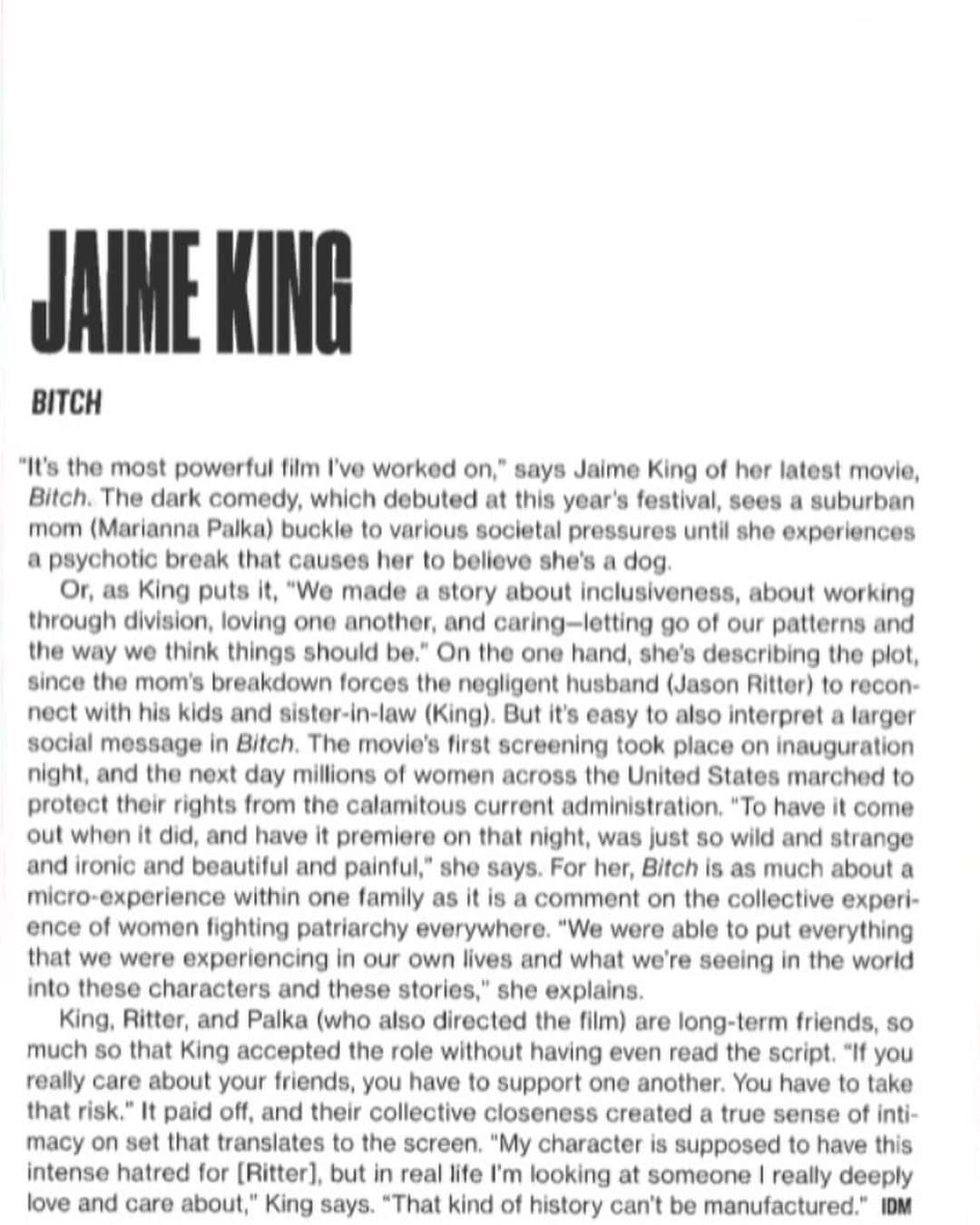 ジェイミー・キングさんのインスタグラム写真 - (ジェイミー・キングInstagram)「#Saturday is a fine day to watch our film ‘Bitch’ on @netflix 💯 Everyday is a good day to support #womeninfilm @mariannapalka @vmagazine 💋🕊」10月13日 3時18分 - jaime_king