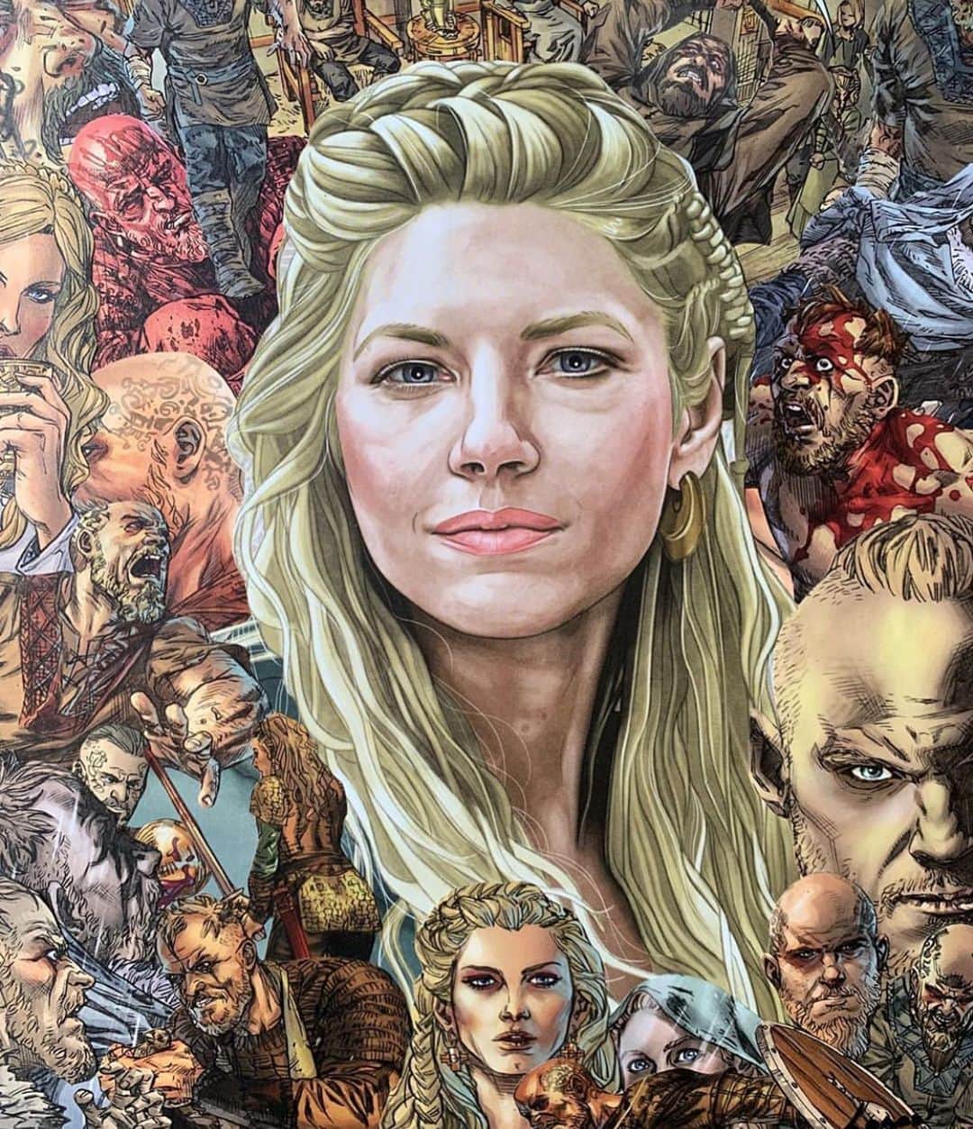 キャサリン・ウィニックのインスタグラム：「Thank you for this incredible piece of art. #FanArt #Vikings 🙌🏼😘」