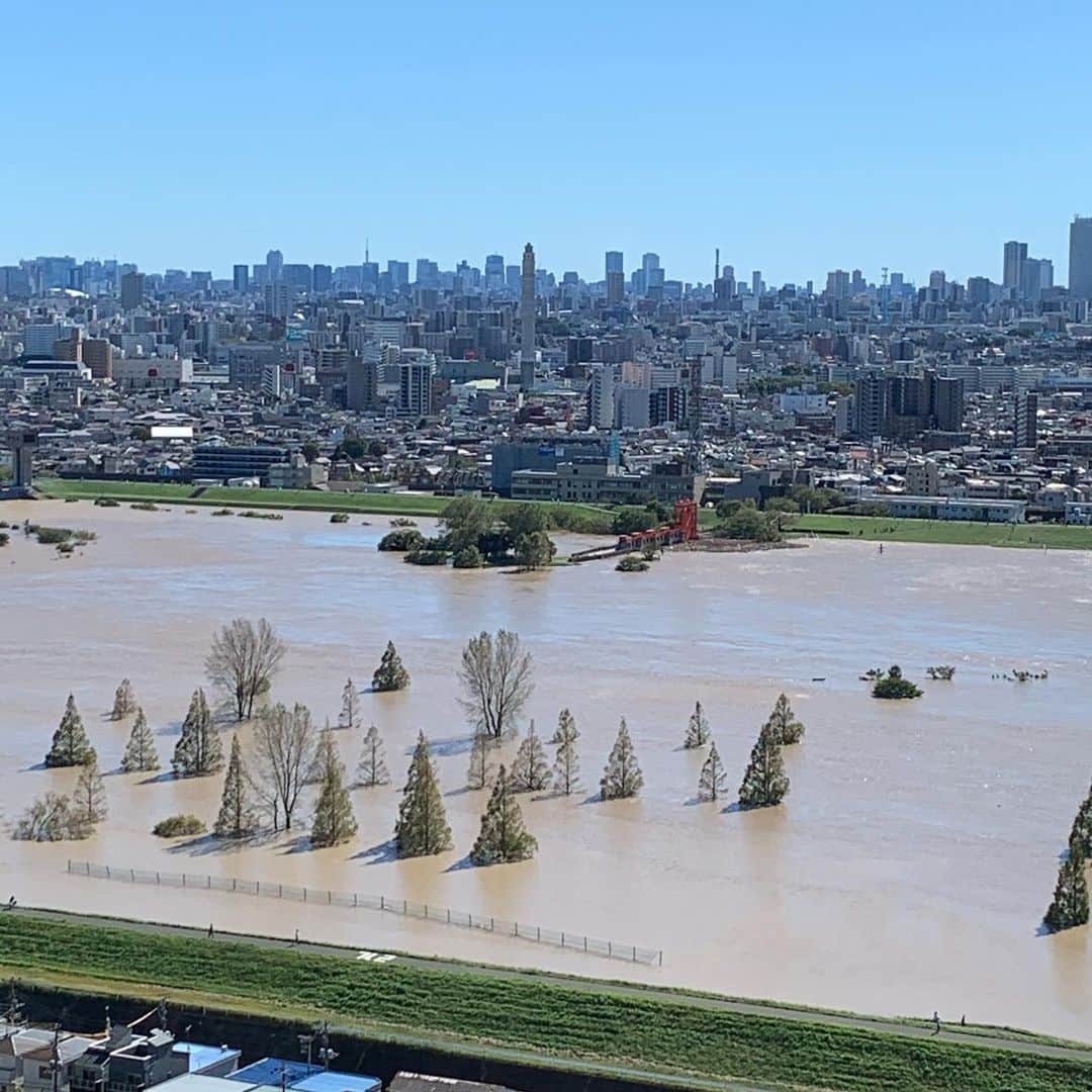 Jacknomamaさんのインスタグラム写真 - (JacknomamaInstagram)「台風後の荒川の水が、こんなに濁って今朝と大違いです😰 .  #台風19号 #荒川」10月13日 13時14分 - siroshiba