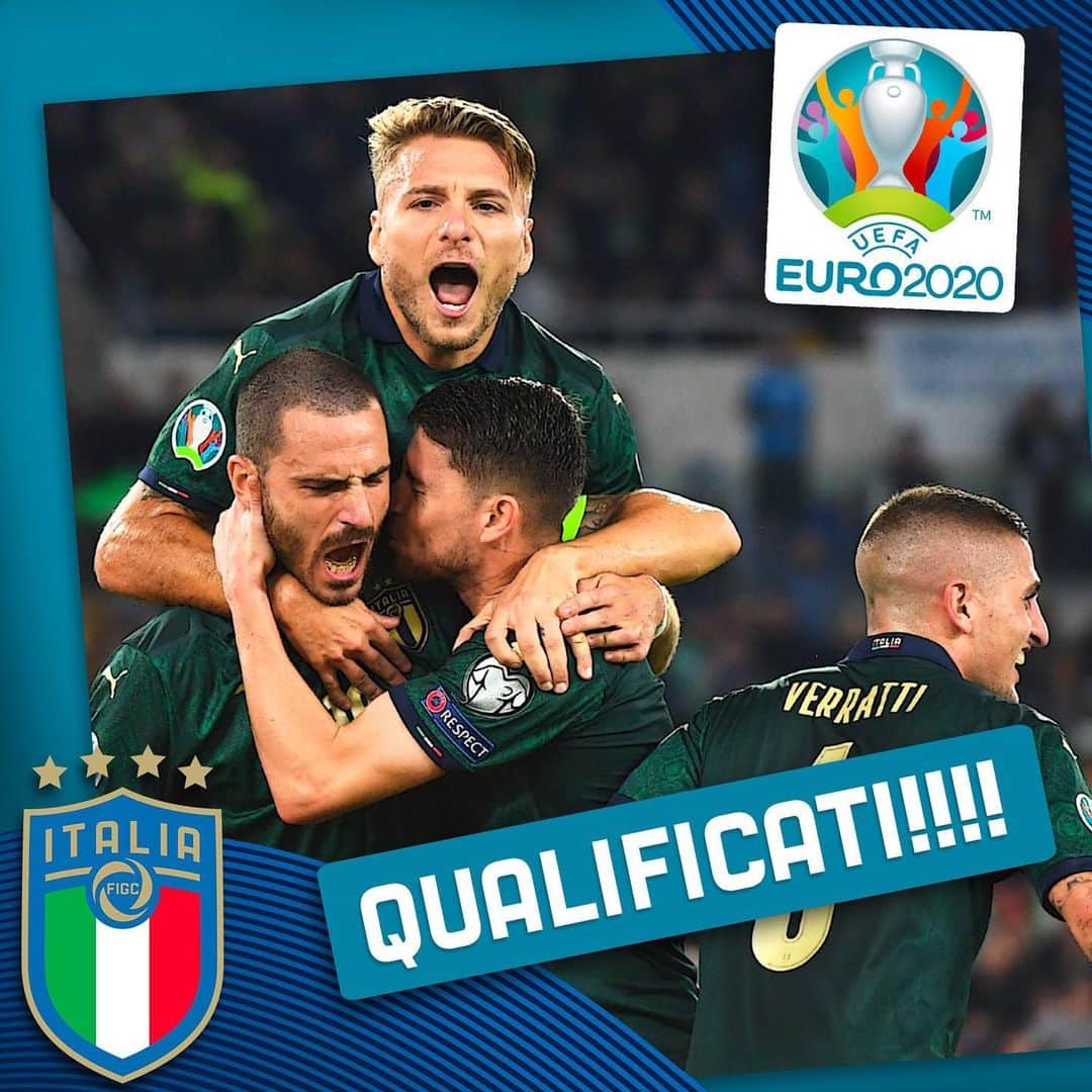 サッカーイタリア代表さんのインスタグラム写真 - (サッカーイタリア代表Instagram)「#ITALIA 🇮🇹 qualificata ad #EURO2020 🇪🇺 !! 👏🏻 Gli uomini di #Mancini battono la Grecia 2-0 e si qualificano al primo posto nel girone J con tre turni d'anticipo! 💪🏻 #Azzurri #EuropeanQualifiers  #VivoAzzurro」10月13日 5時57分 - azzurri