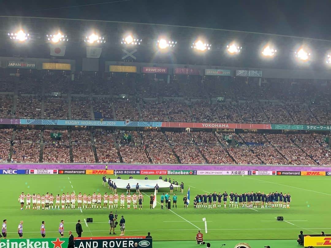 須黒清華のインスタグラム：「ラグビーワールドカップ🏉 始まりますよー✨✨ . 会場の盛り上がりだけで感動してます😭✨✨ #ラグビーワールドカップ2019 #スコットランド」