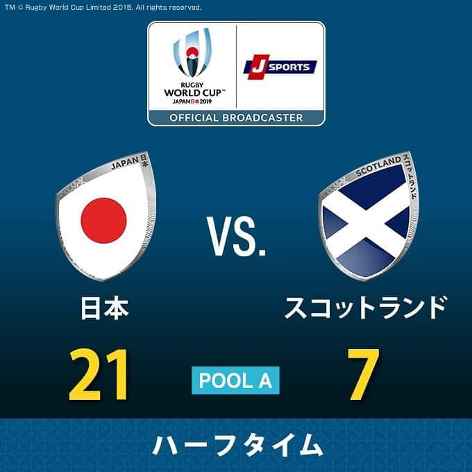 J SPORTSさんのインスタグラム写真 - (J SPORTSInstagram)「🏉ハーフタイム🏉 🇯🇵日本vs.スコットランド🏴󠁧󠁢󠁳󠁣󠁴󠁿 #ラグビーワールドカップ #BRAVEを届けよう #RWC2019 #JPNvSCO  #RWC横浜」10月13日 20時38分 - jsports_official